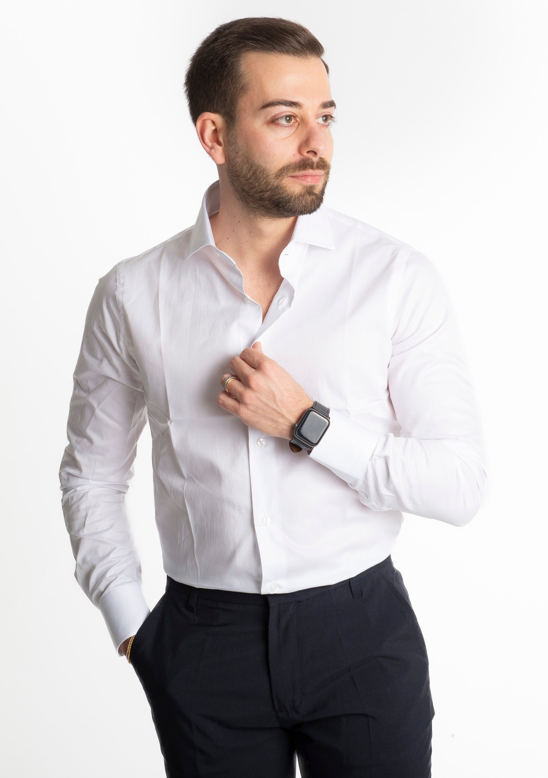 Camicia Uomo Tinta Unita Bianca Regular