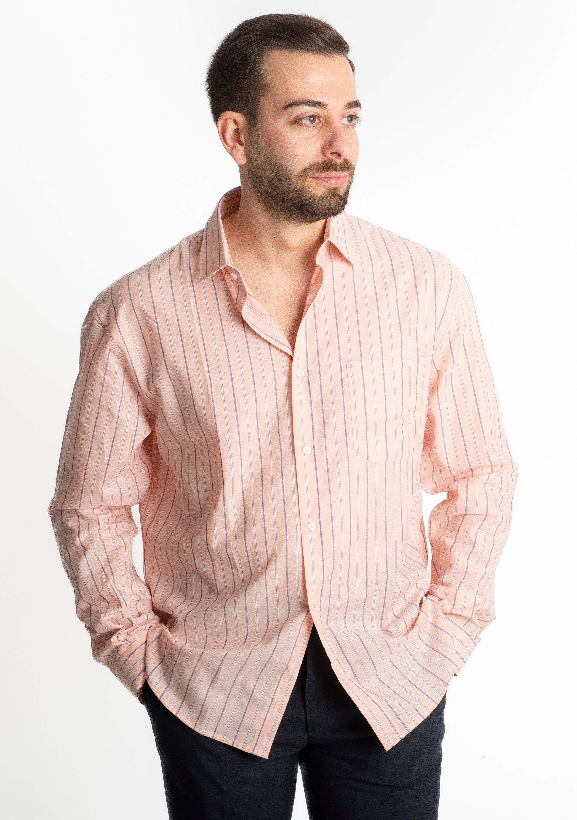 Over Shirt Rigata 1024 Arancione