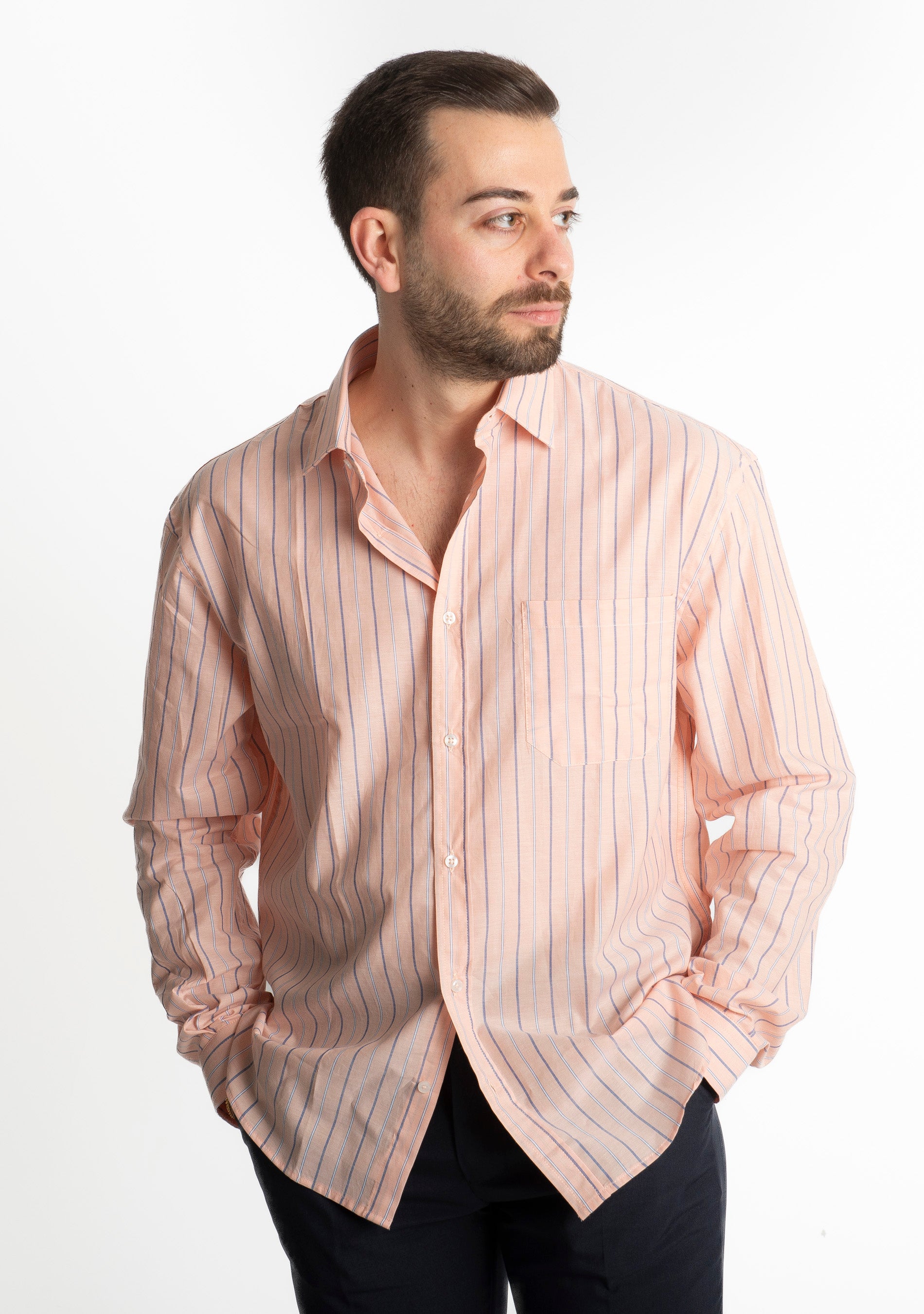 Over Shirt Rigata 1024 Arancione