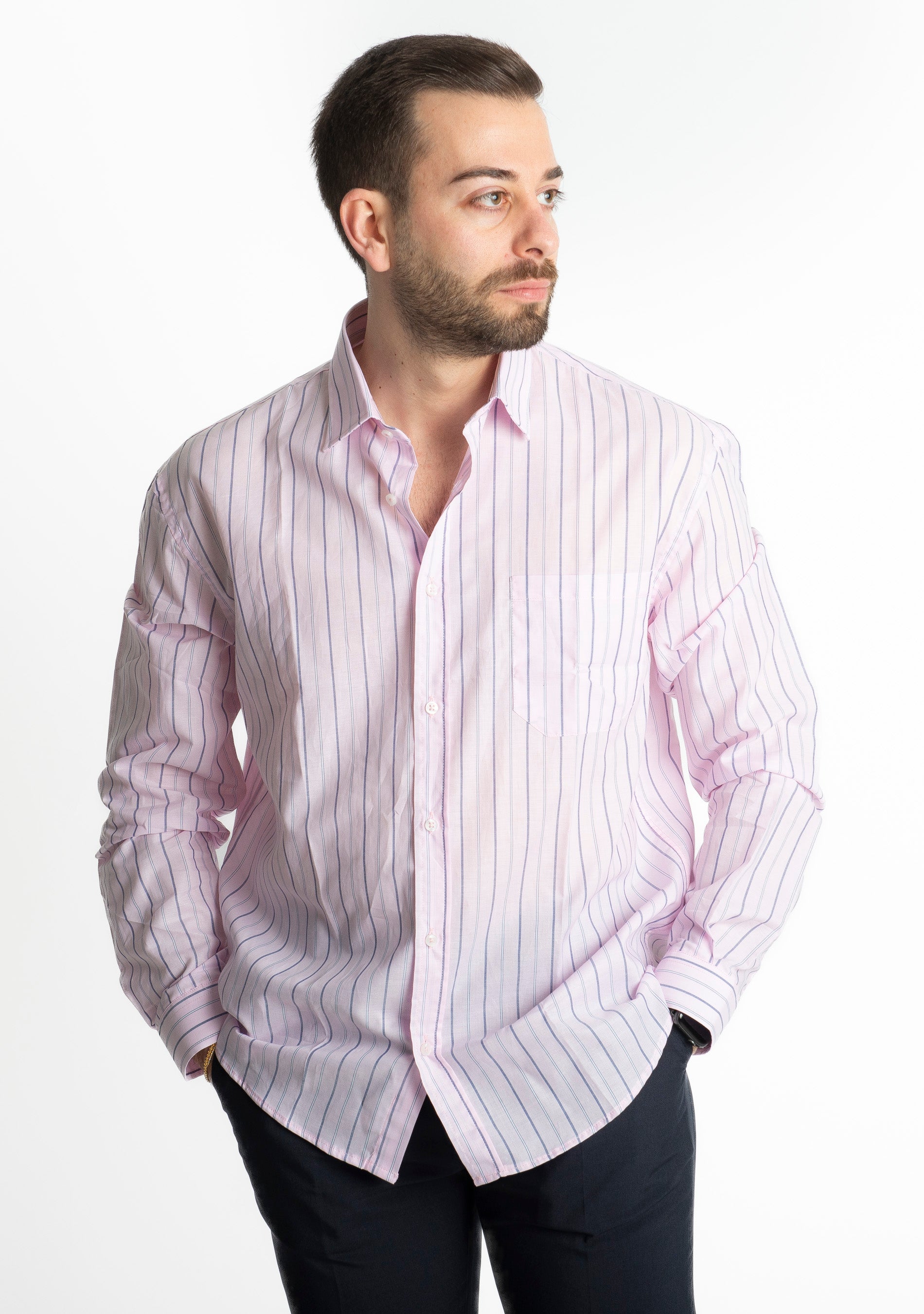 Over Shirt Rigata 1024 Rosa