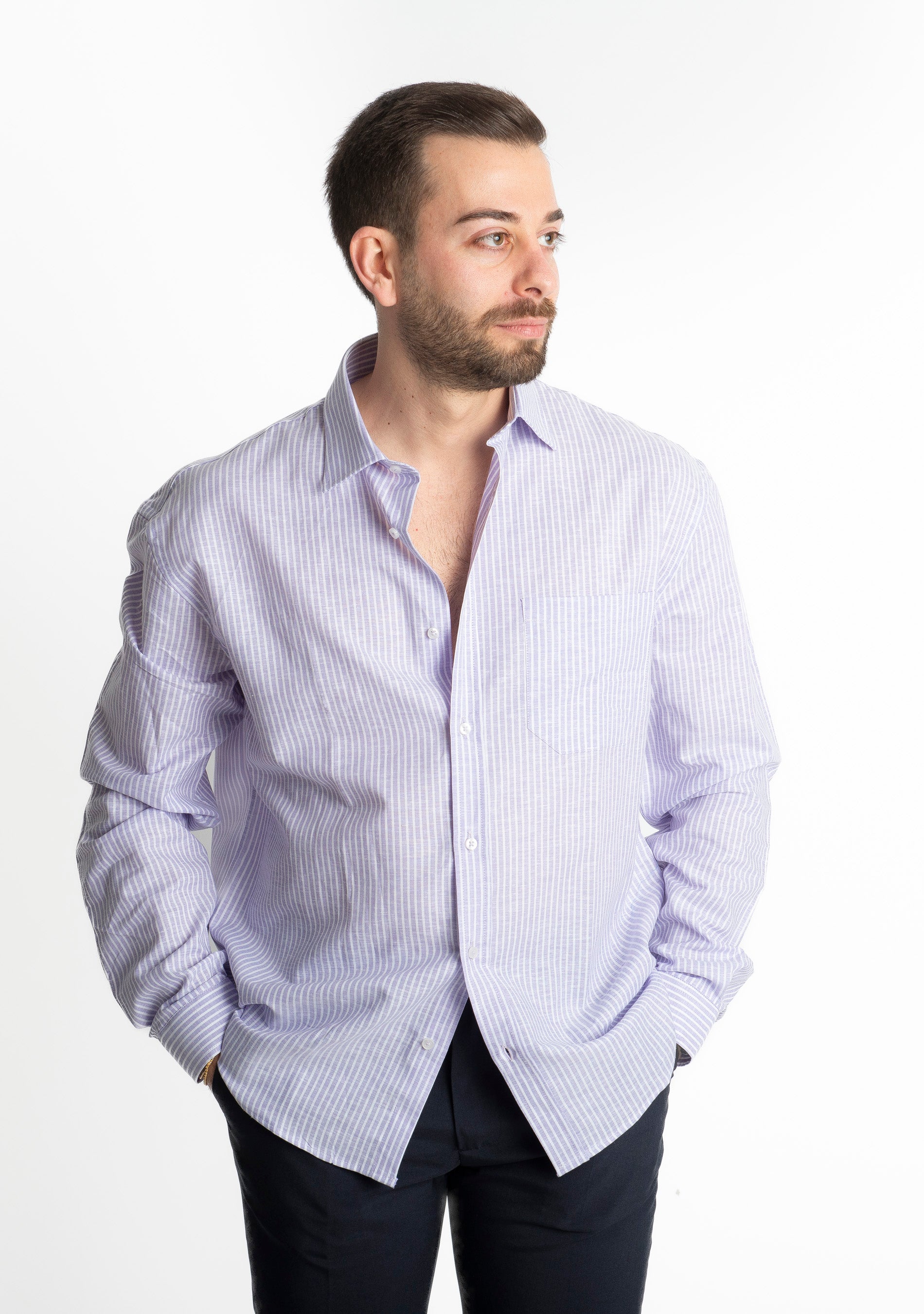 Over Shirt Rigata 1024 Lilla