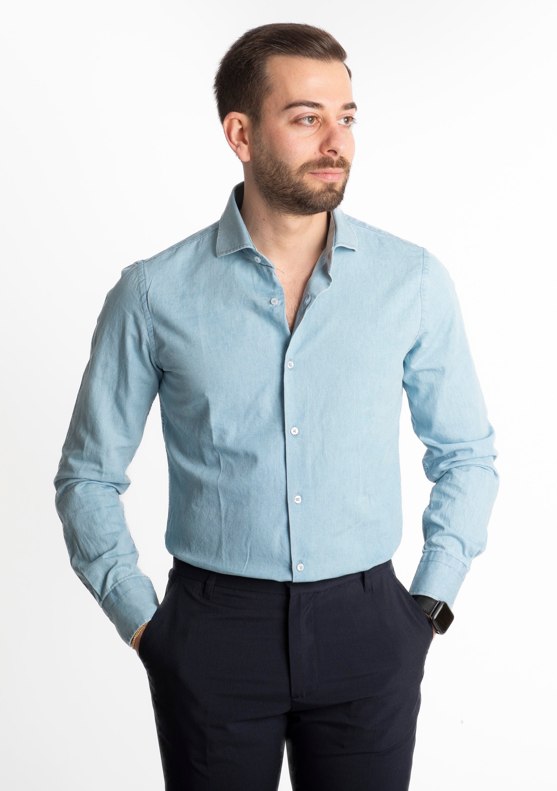 Camicia Denim Lavaggio Chiaro