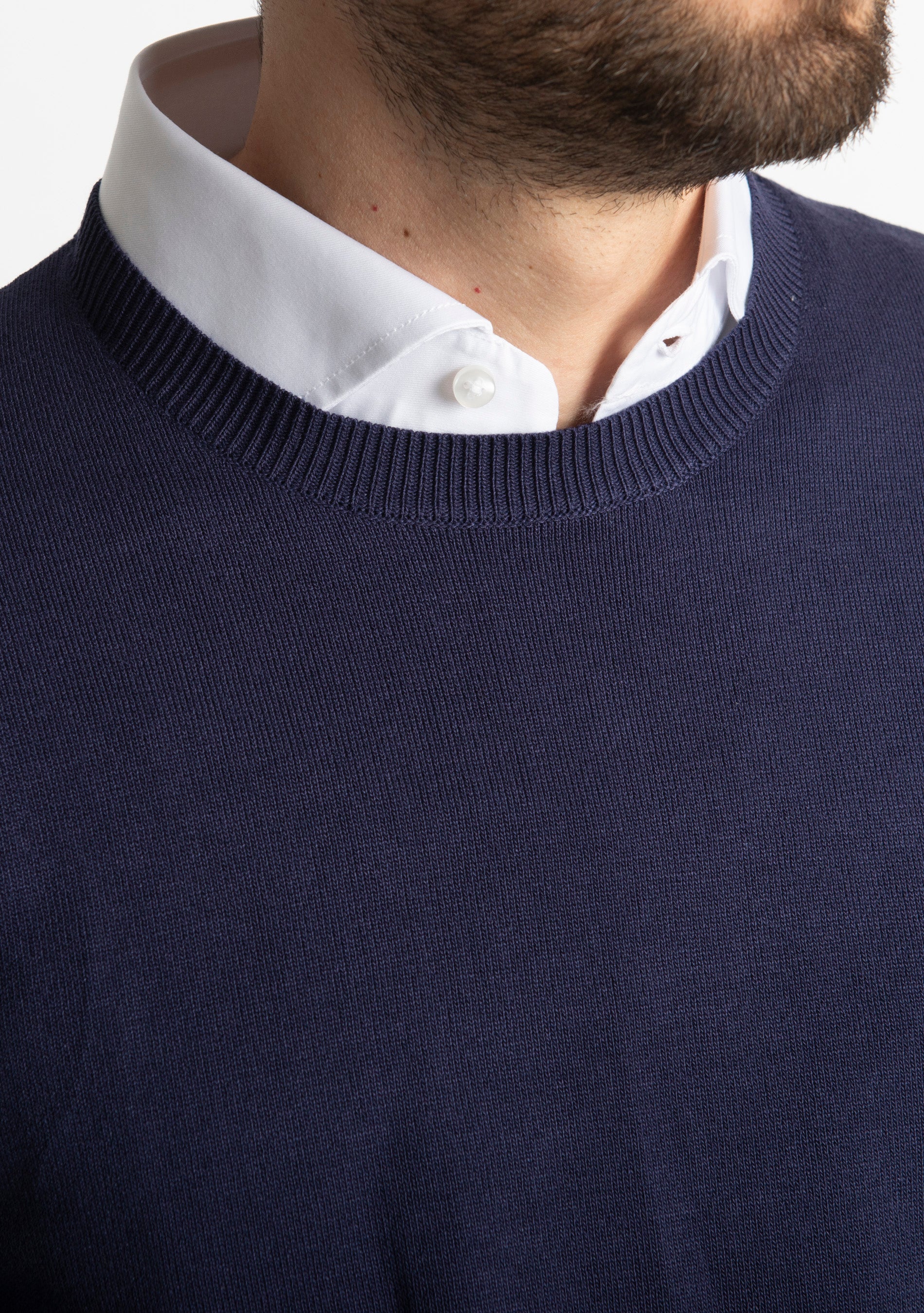 Maglioncino Girocollo In Filo Blu