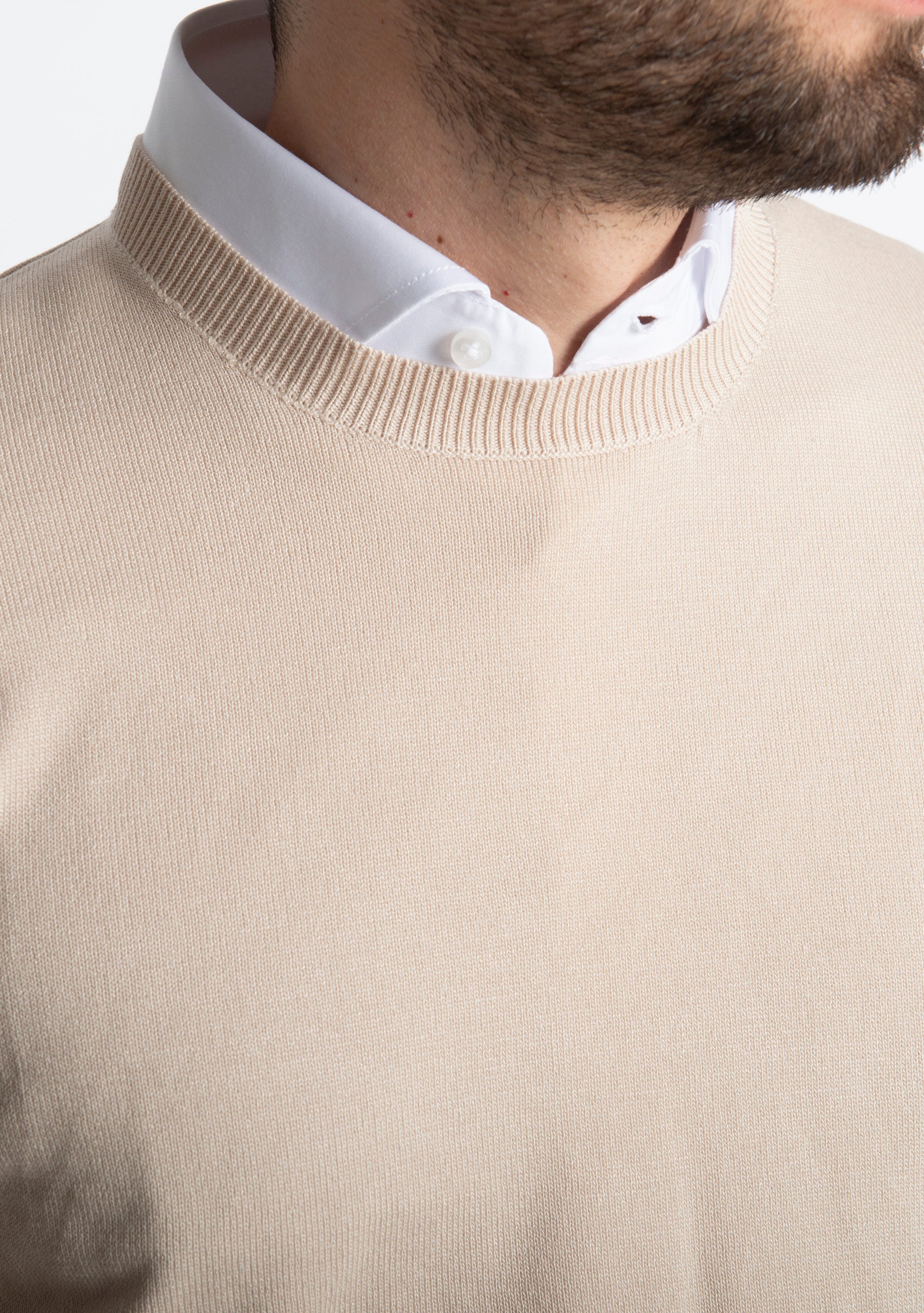 Maglioncino Girocollo In Filo Beige