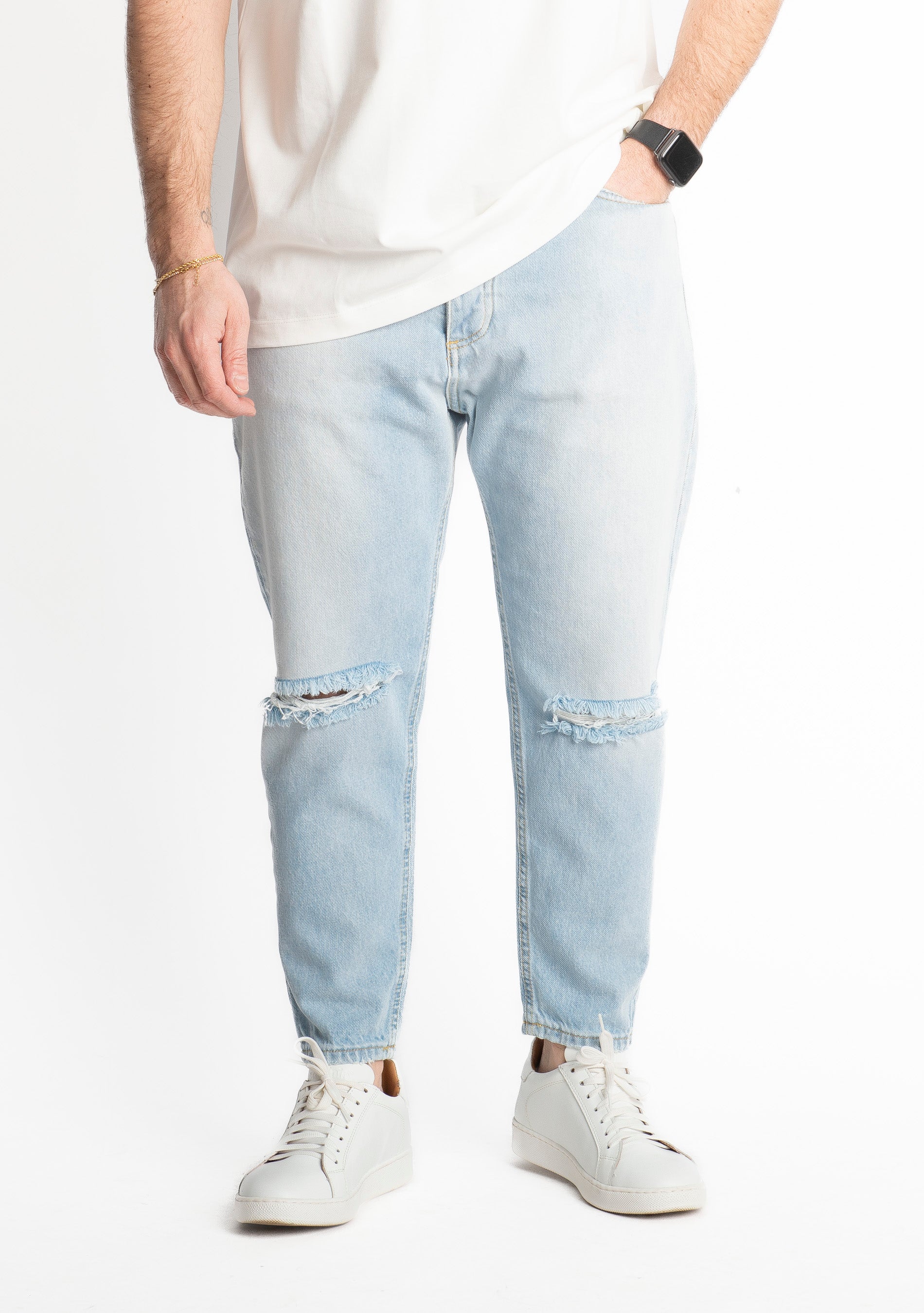 Jeans Uomo Carrot Fit s133 Taglo Ginocchio