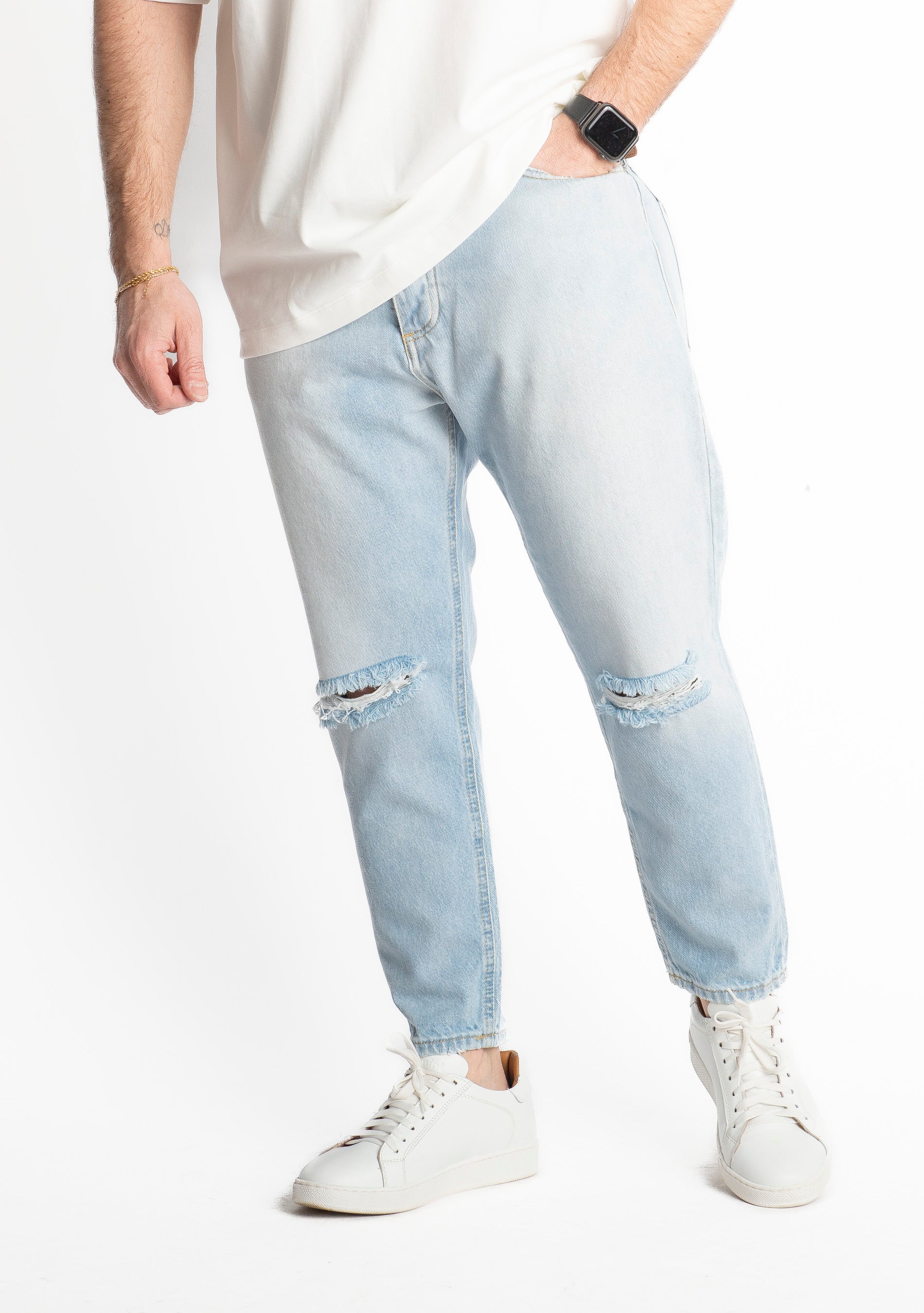 Jeans Uomo Carrot Fit s133 Taglo Ginocchio