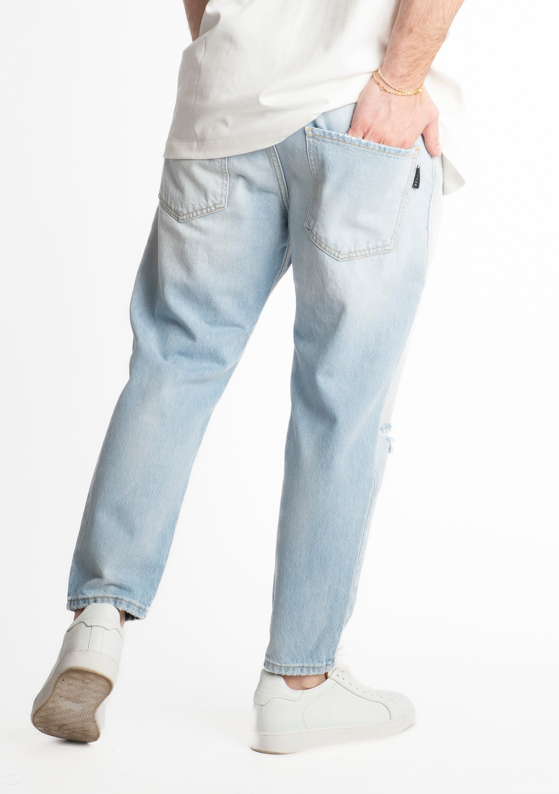 Jeans Uomo Carrot Fit s133 Taglo Ginocchio