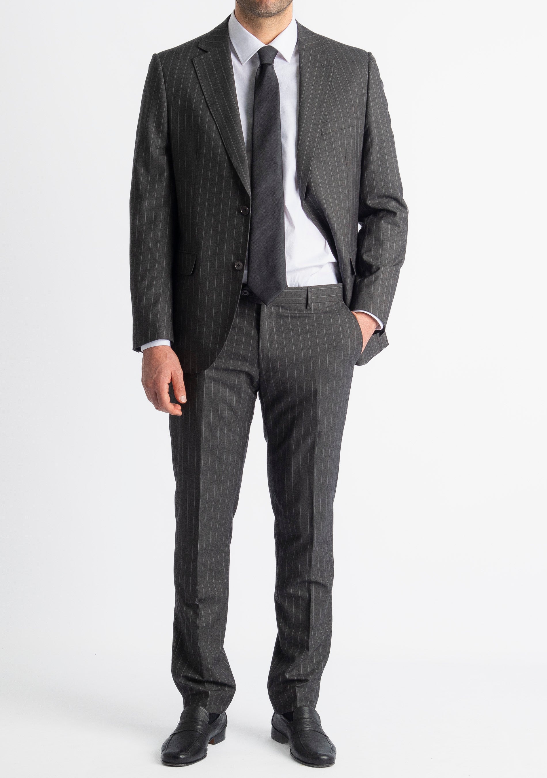 Abito Monopetto Gessato Manhattan Grigio