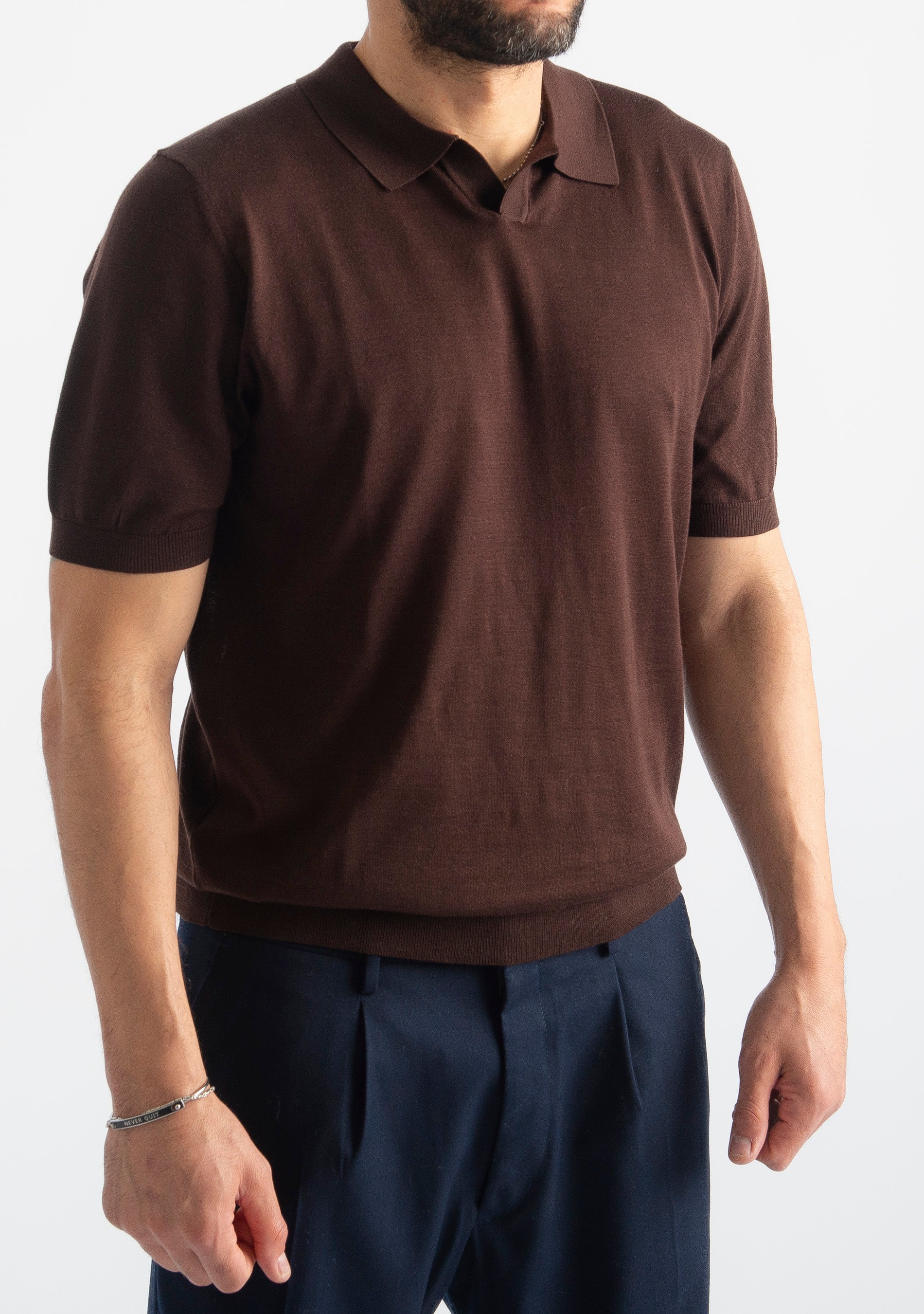 Polo Derby Cotone E Seta Superior Quality Moro