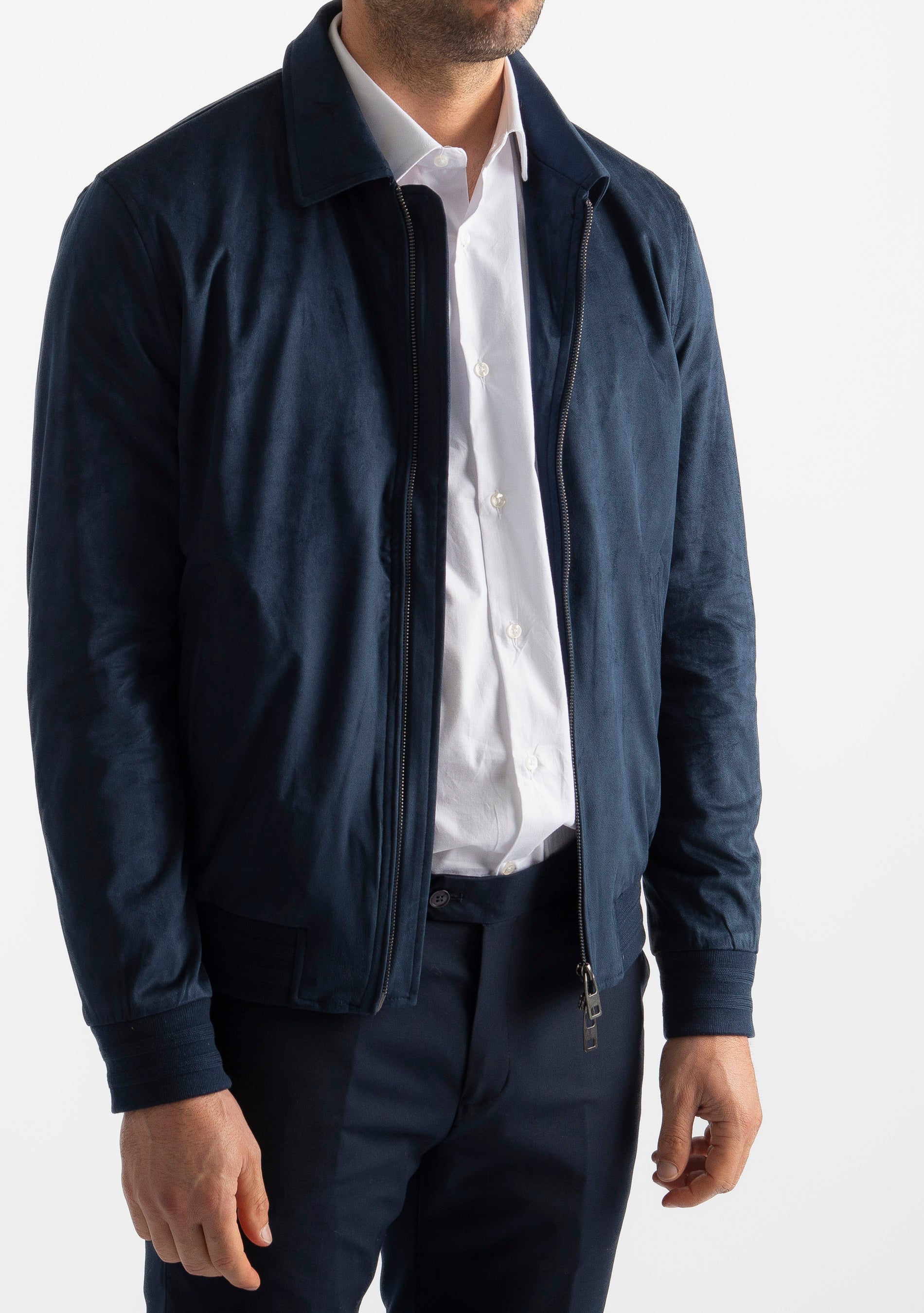 Giubbotto In Camoscio Blu