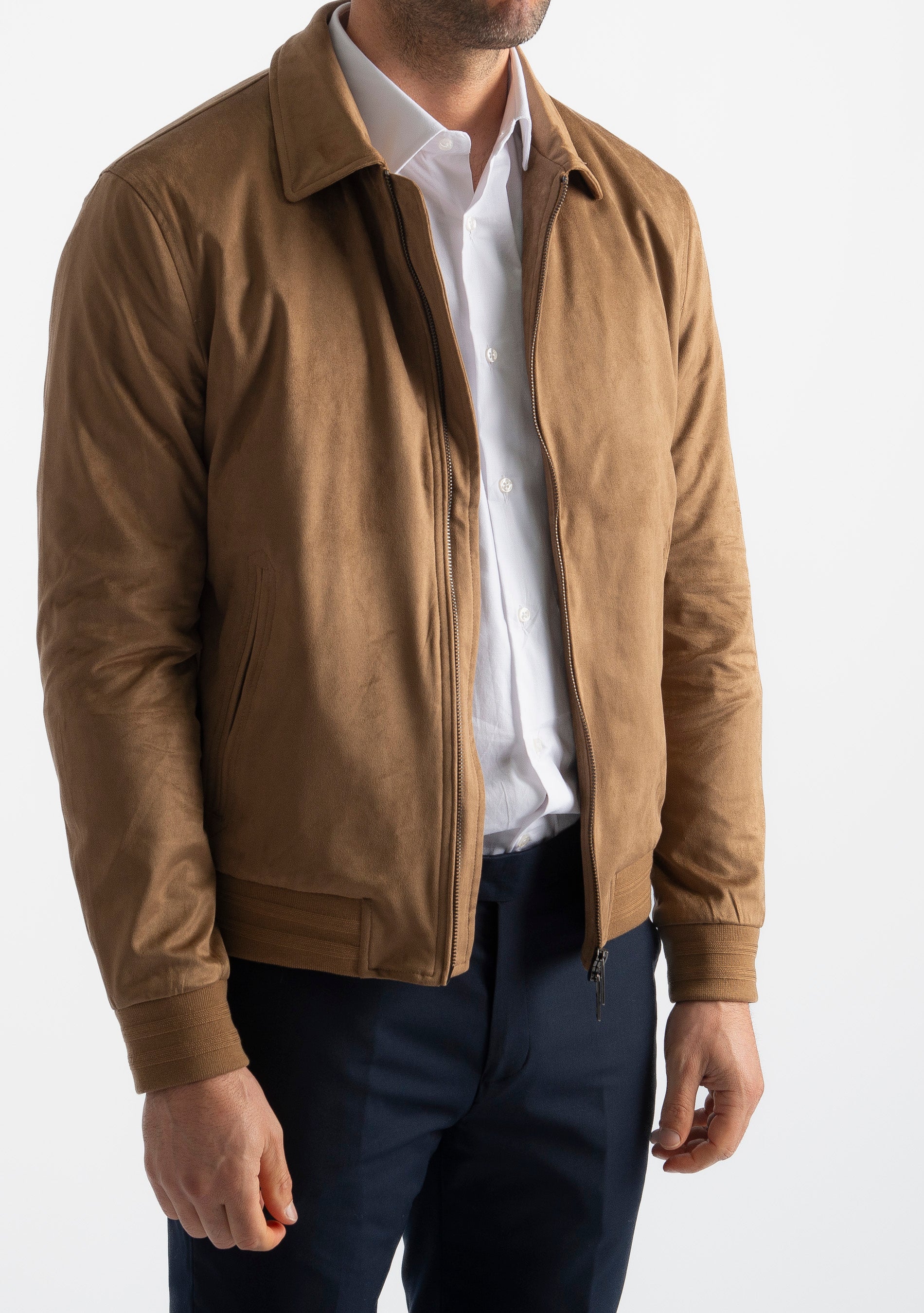 Giubbotto In Camoscio Cammello