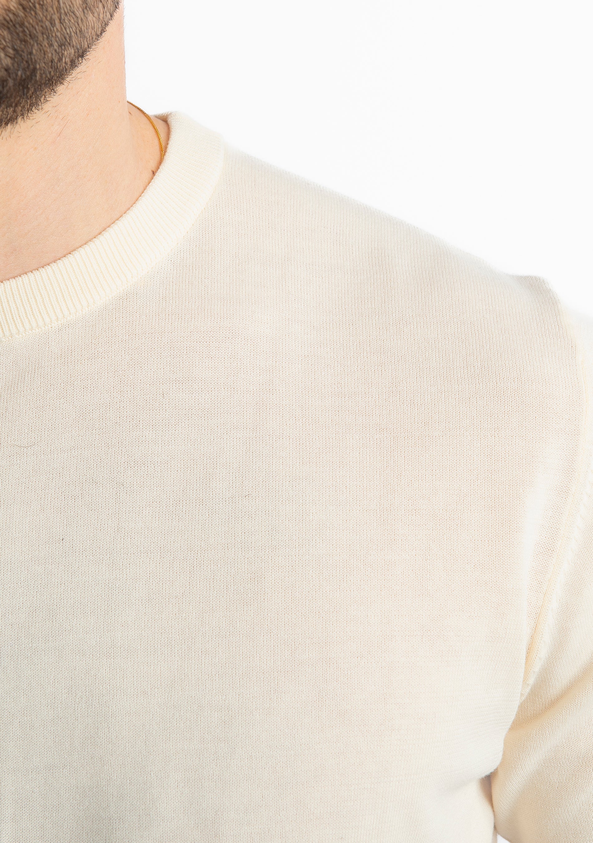 T-Shirt Girocollo Cotone Superior Quality Panna