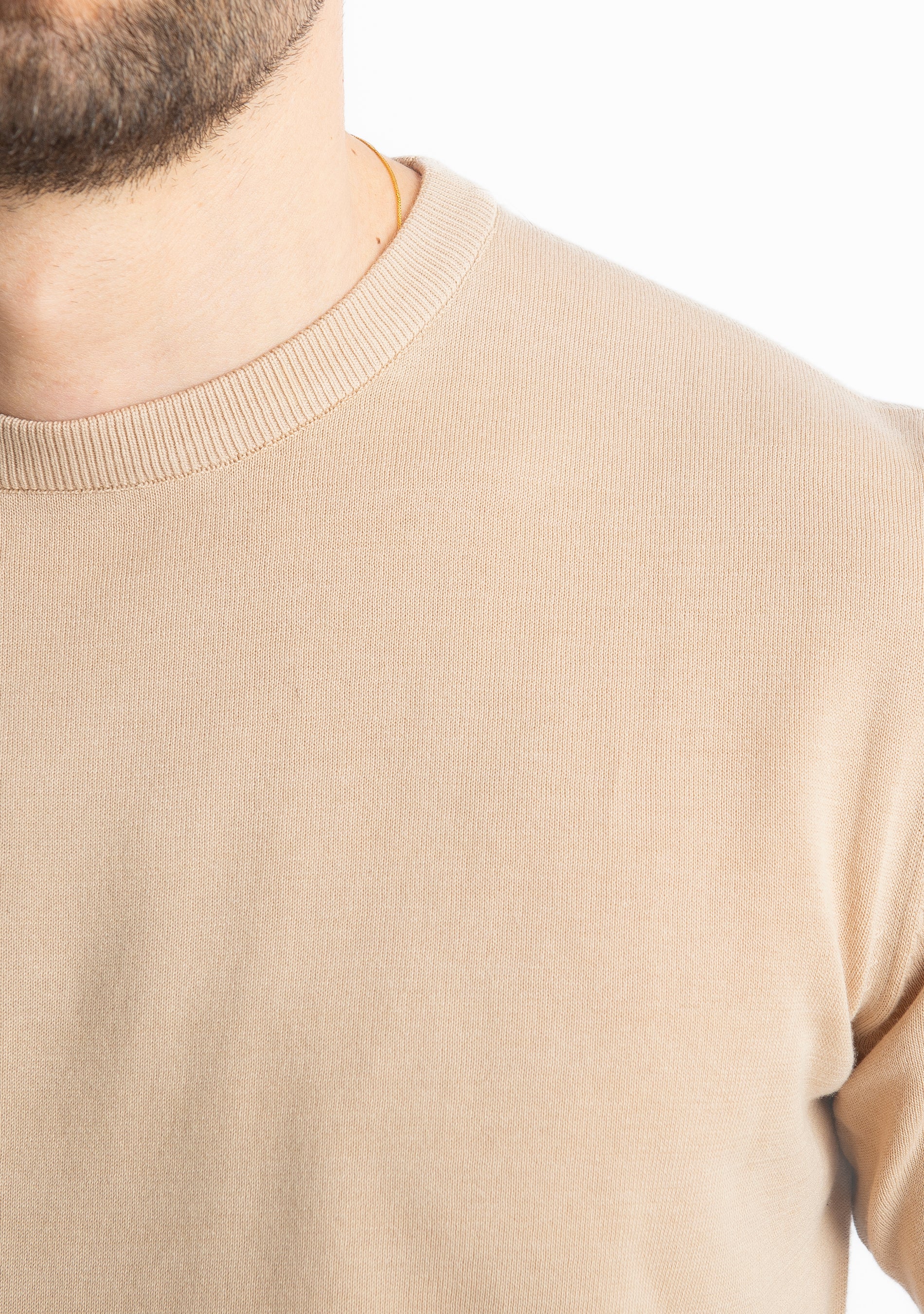 T-Shirt Girocollo Cotone Superior Quality Beige