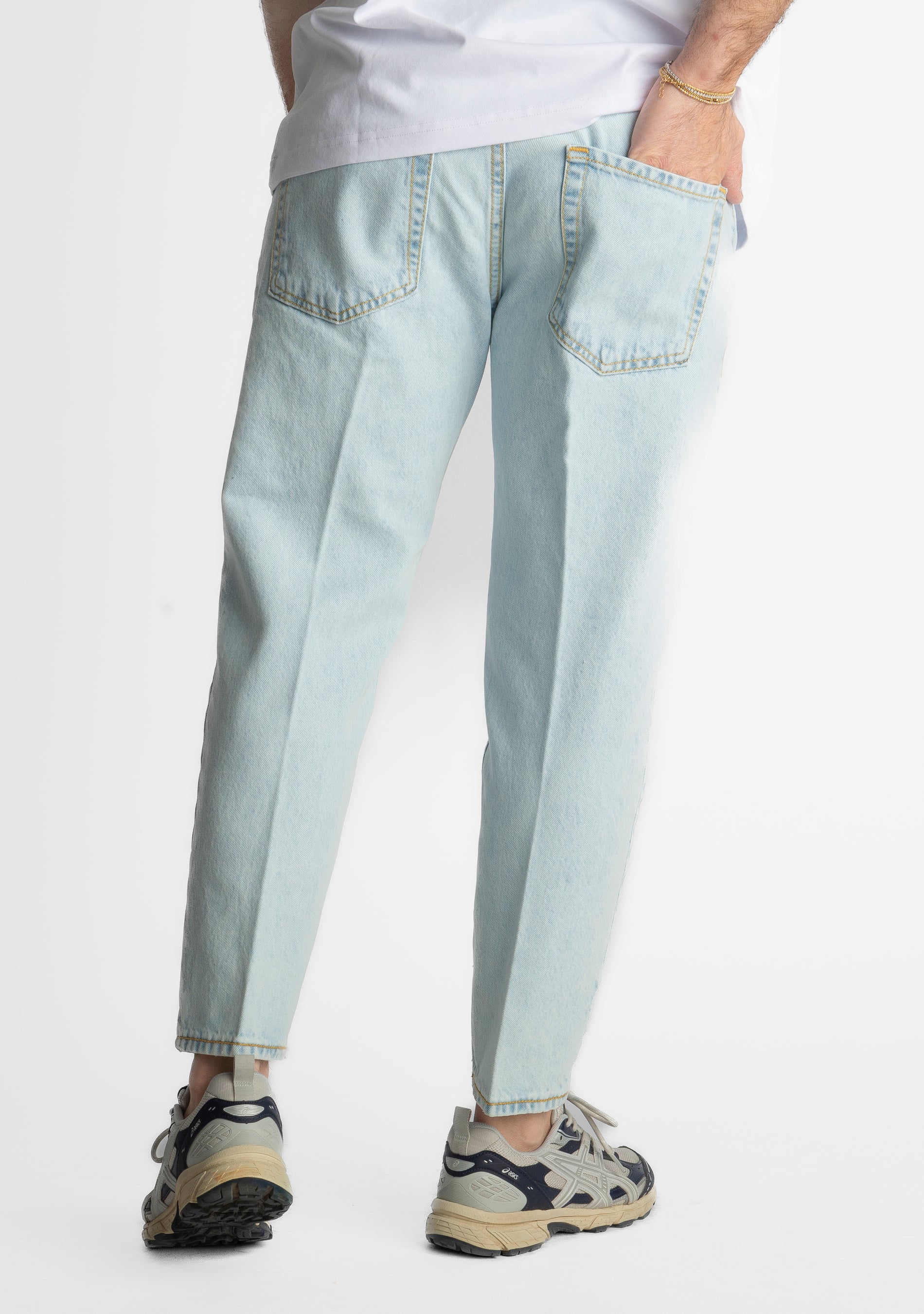 Jeans Carrot Fit Blu Ice - Cotone Mercerizzato