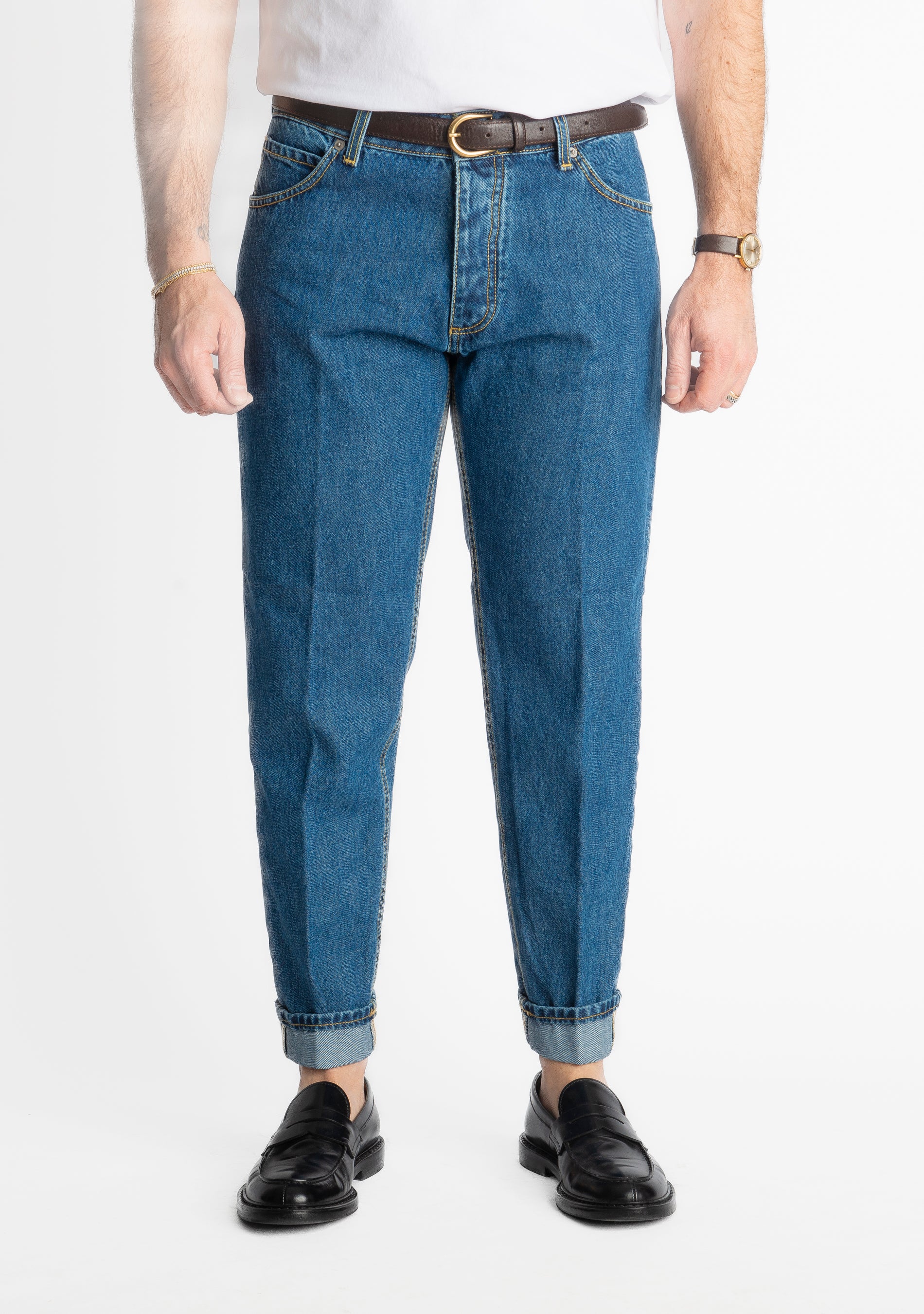 Jeans Straight Fit Stone Washed - Cotone Mercerizzato