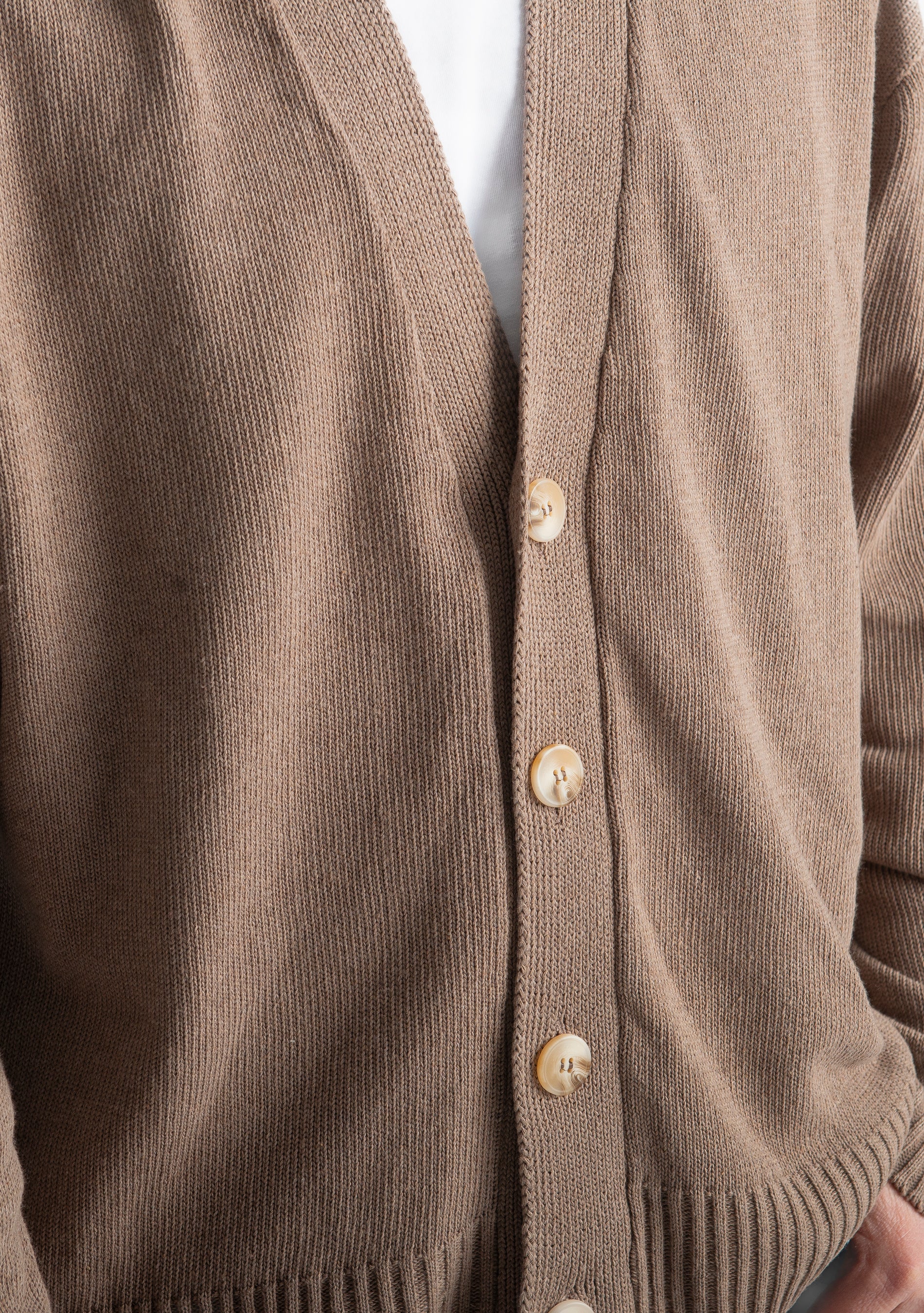 Cardigan In Filo Crop Fango