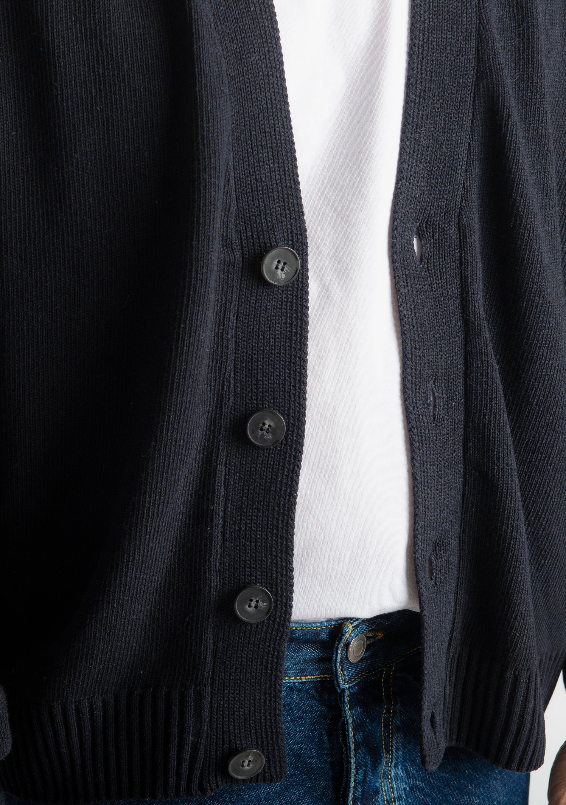 Cardigan In Filo Crop Blu