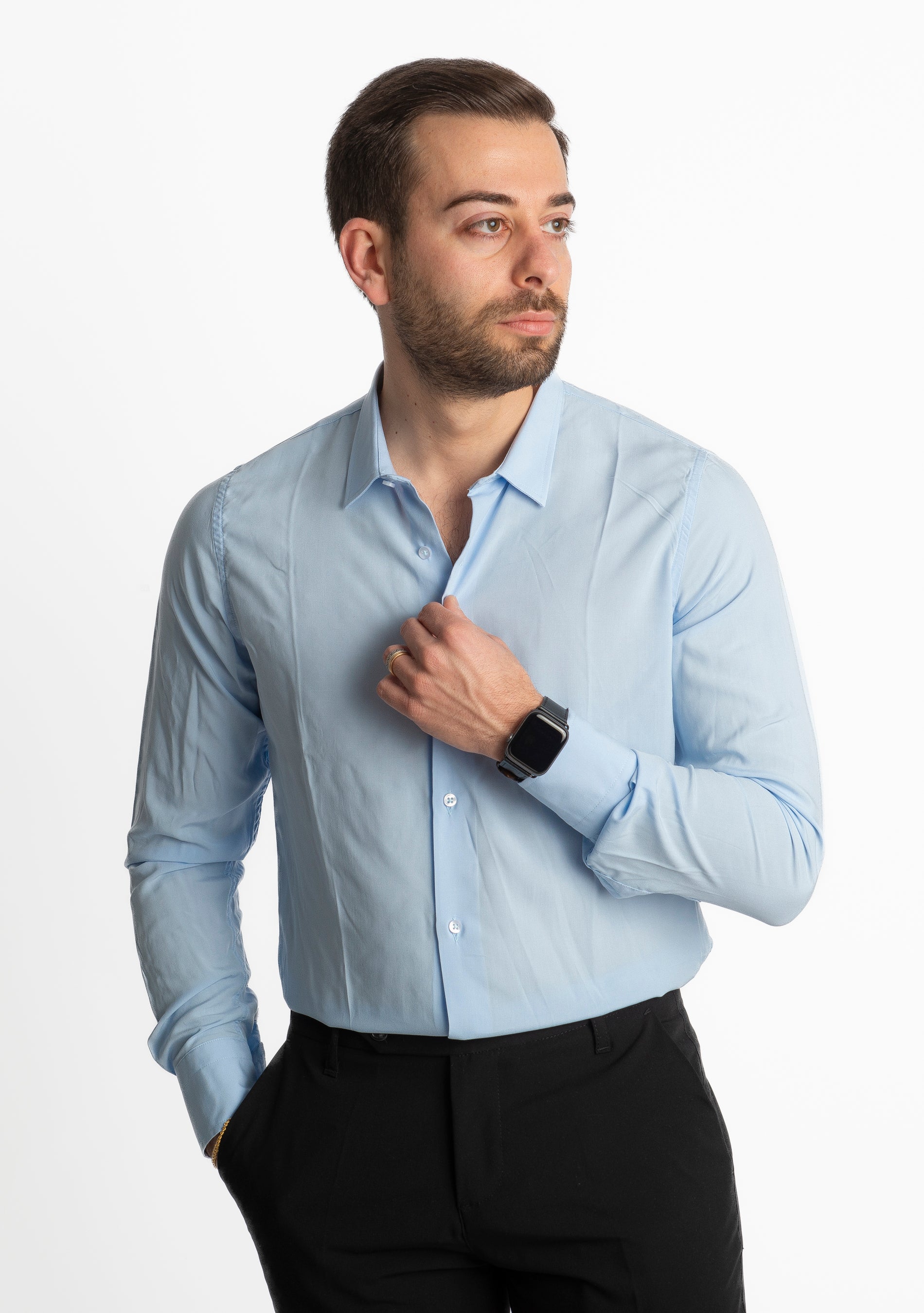 Camicia in Viscosa Celeste