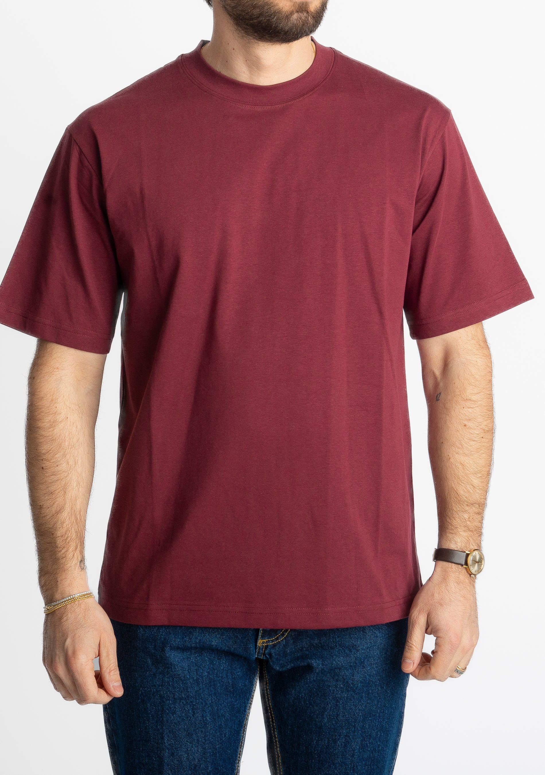 T-shirt Regular in Cotone Bordeaux