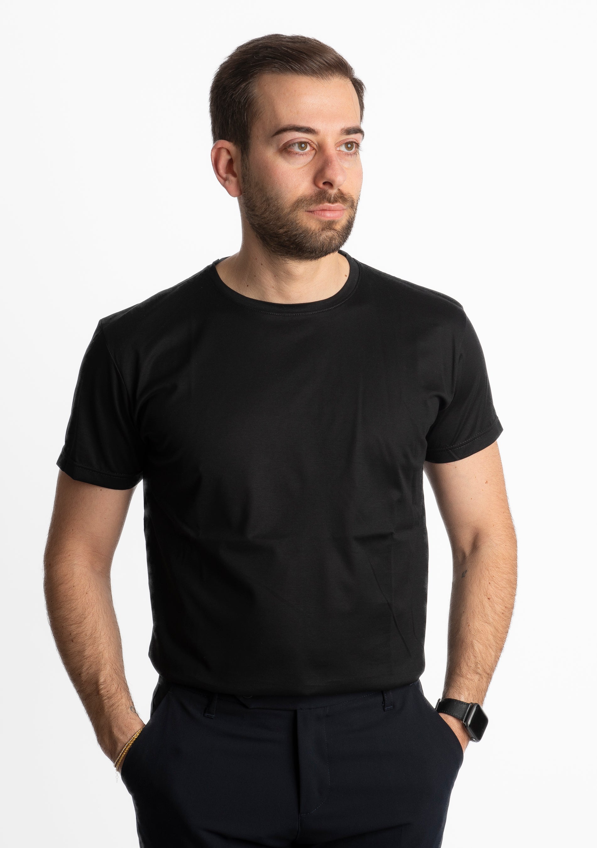 T-shirt Uomo Filo di Scozia Nera
