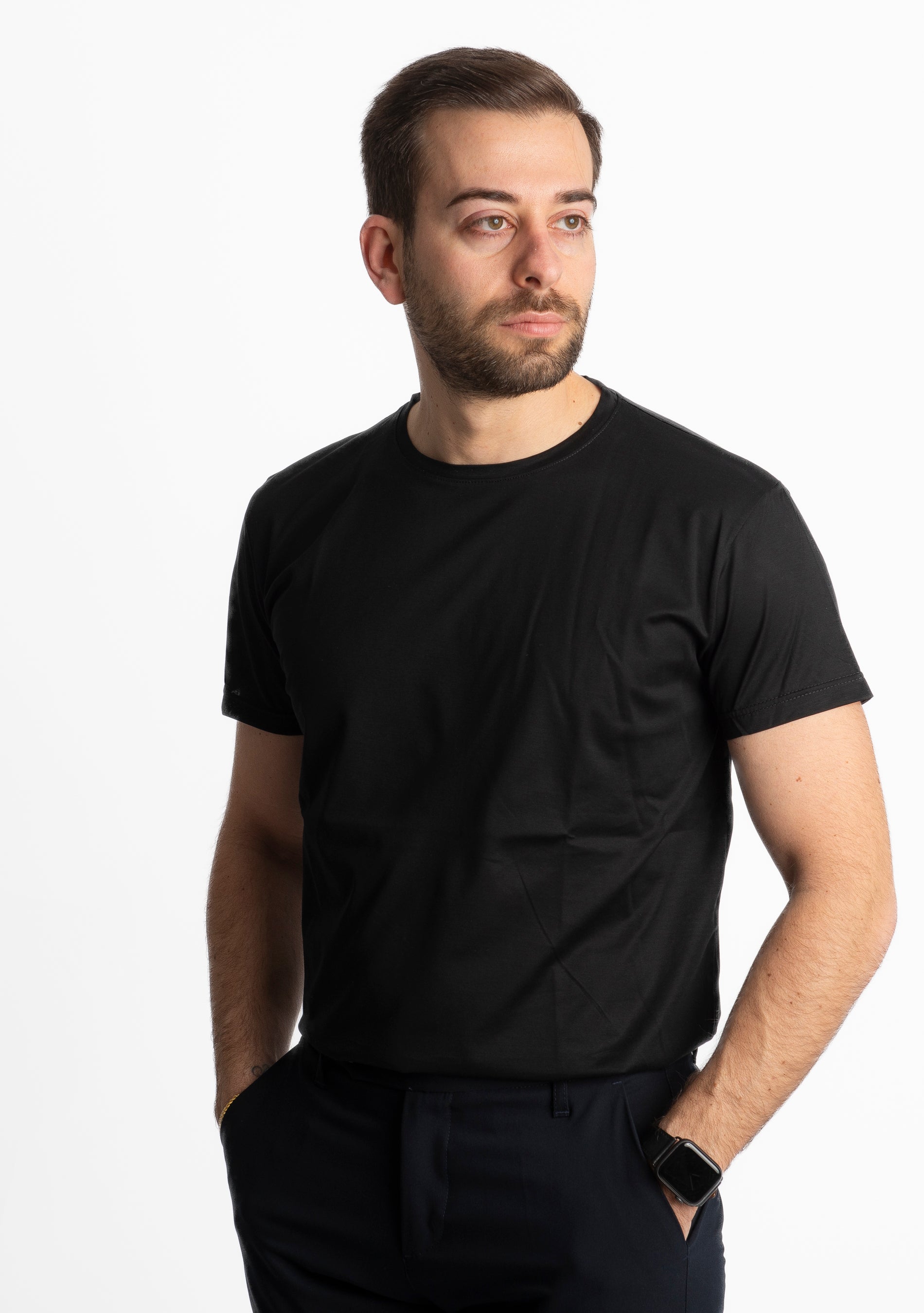 T-shirt Uomo Filo di Scozia Nera