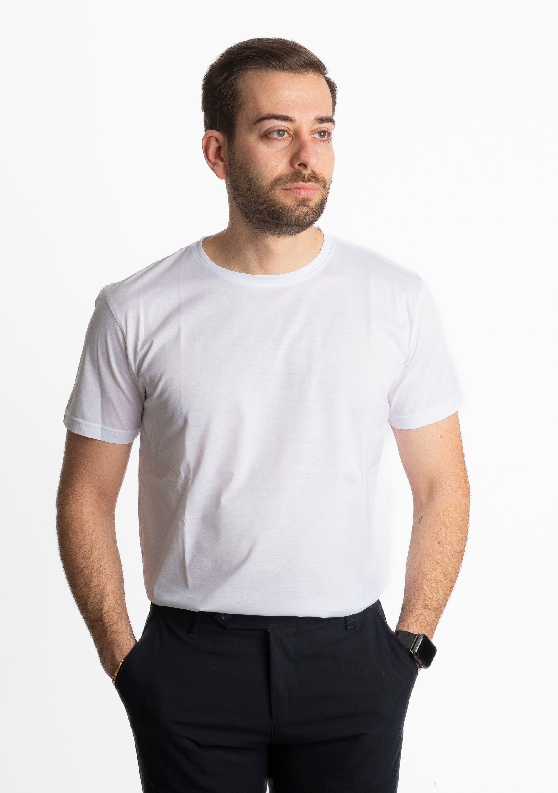 T-shirt Uomo Filo di Scozia Bianca
