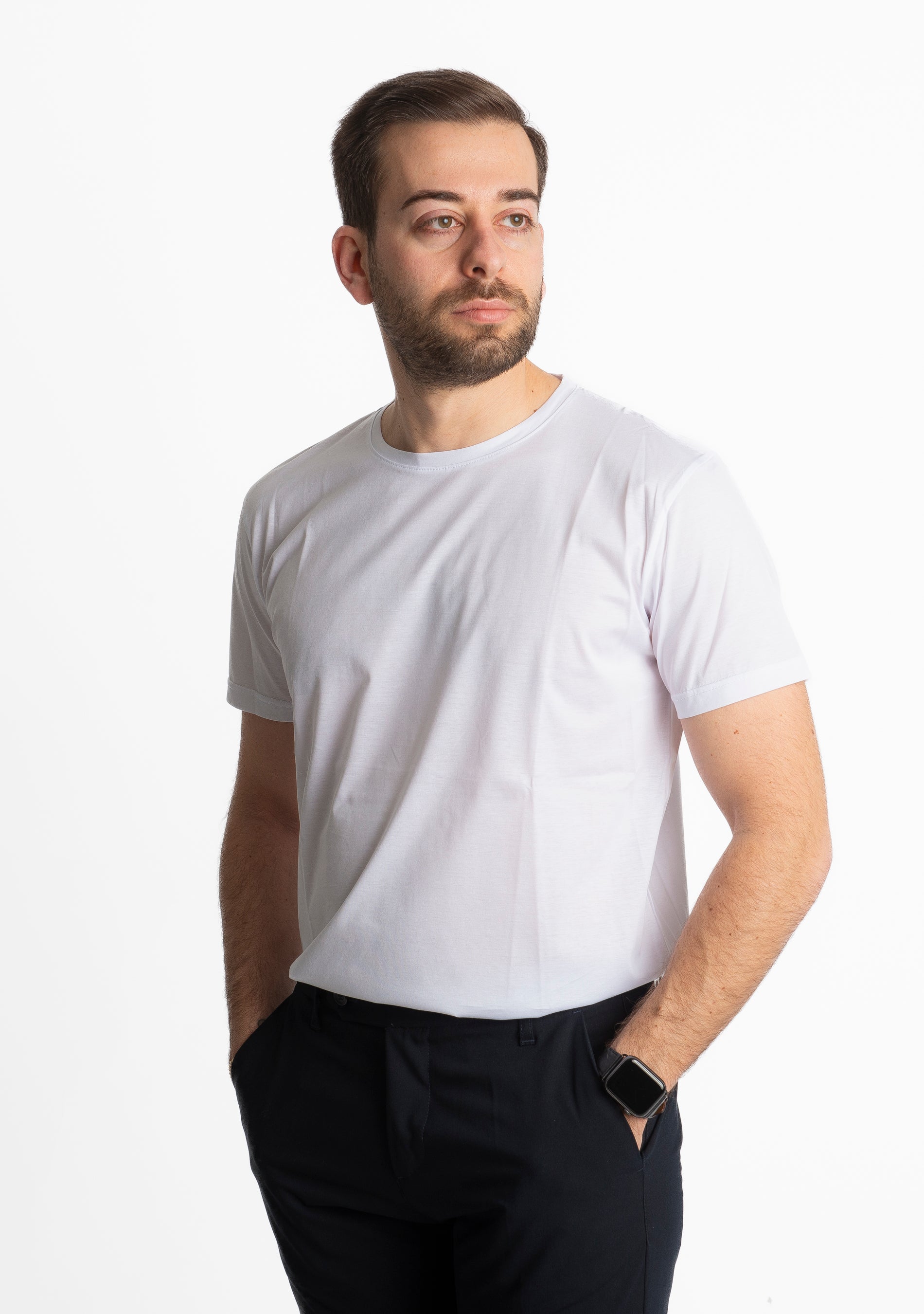 T-shirt Uomo Filo di Scozia Bianca