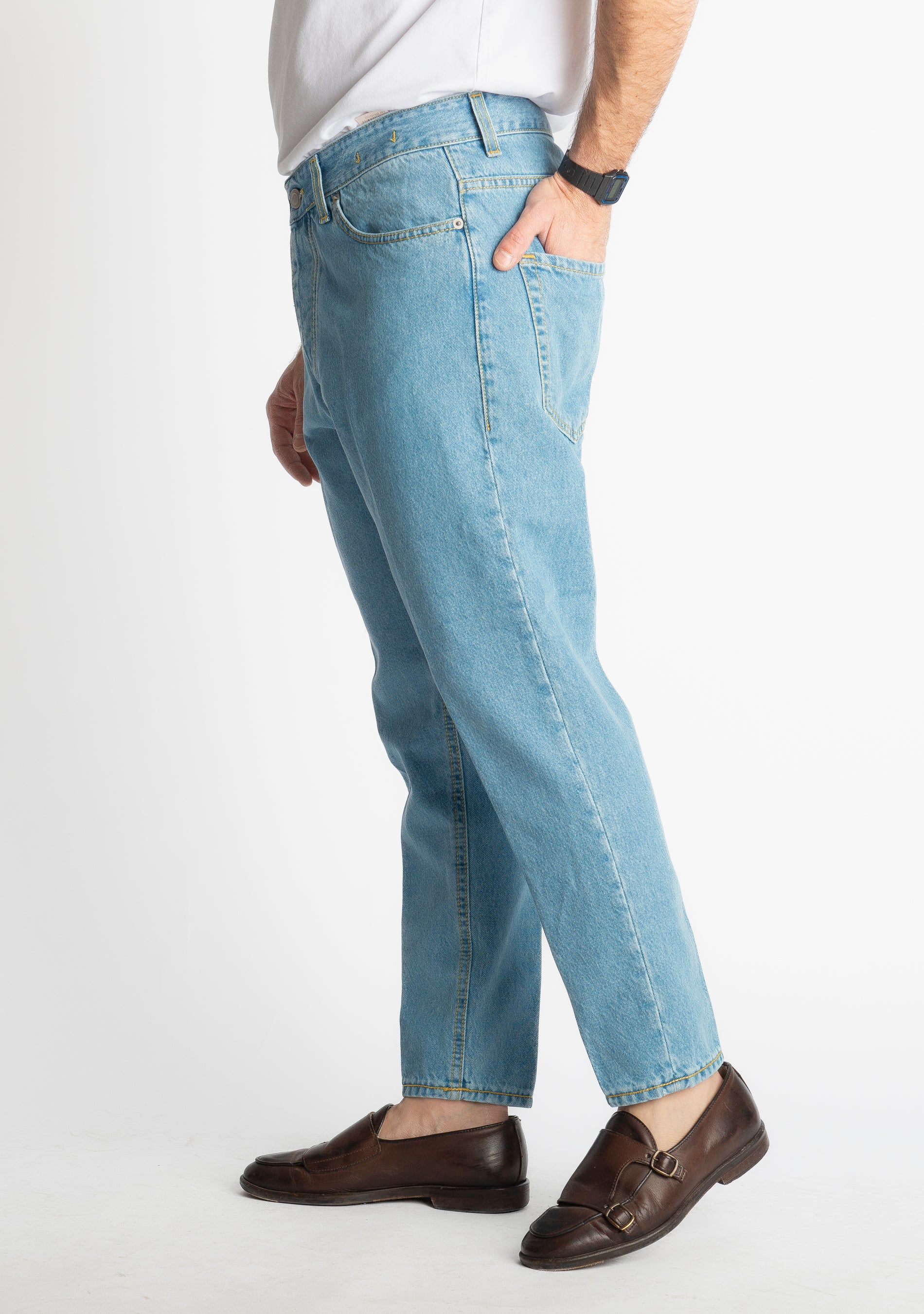 Jeans Carrot Fit Sky Wash - Cotone Mercerizzato