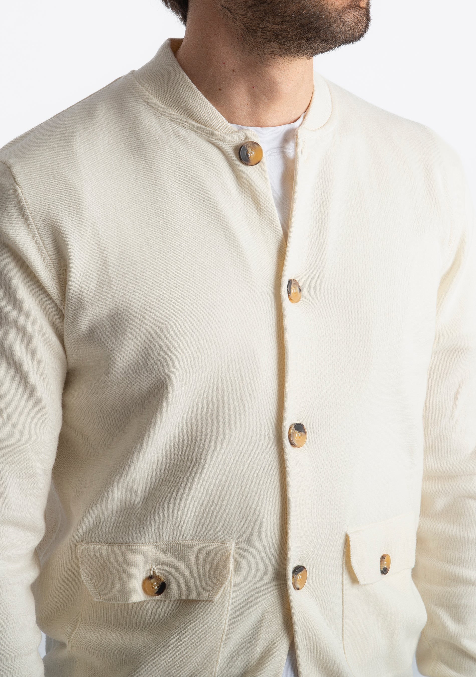 Cardigan Collage Con Bottoni In Filo Panna