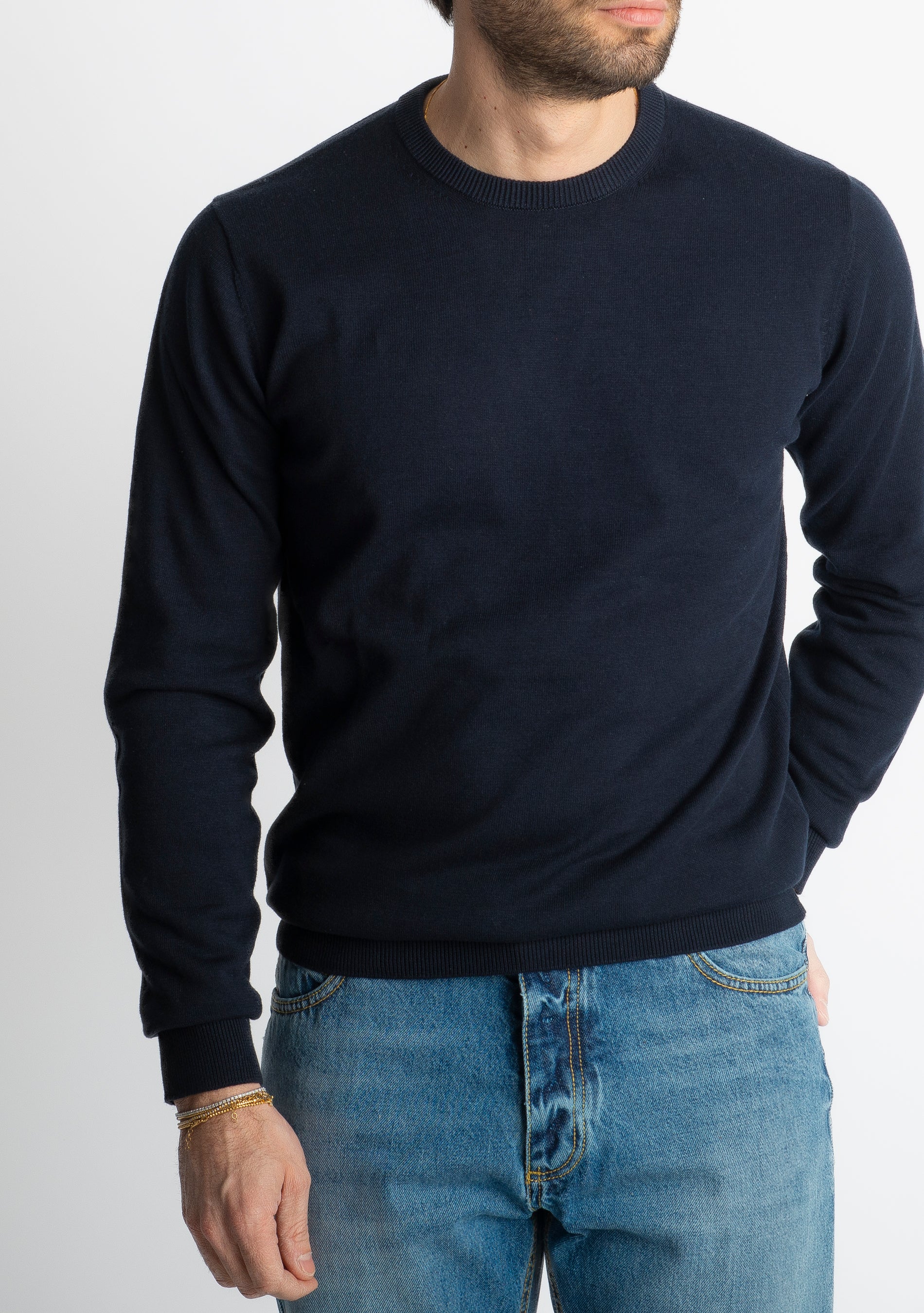 Maglioncino Girocollo In Filo Luxury Blu