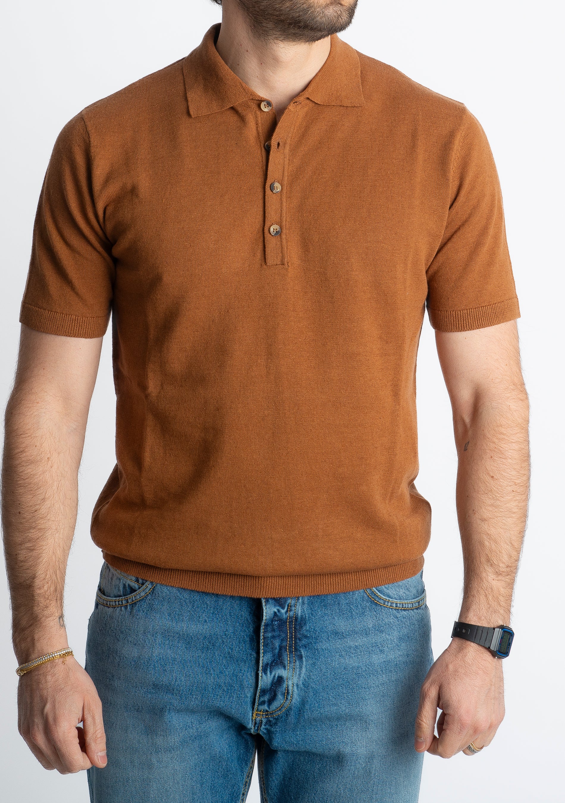 Polo Lino E Cotone Caffè