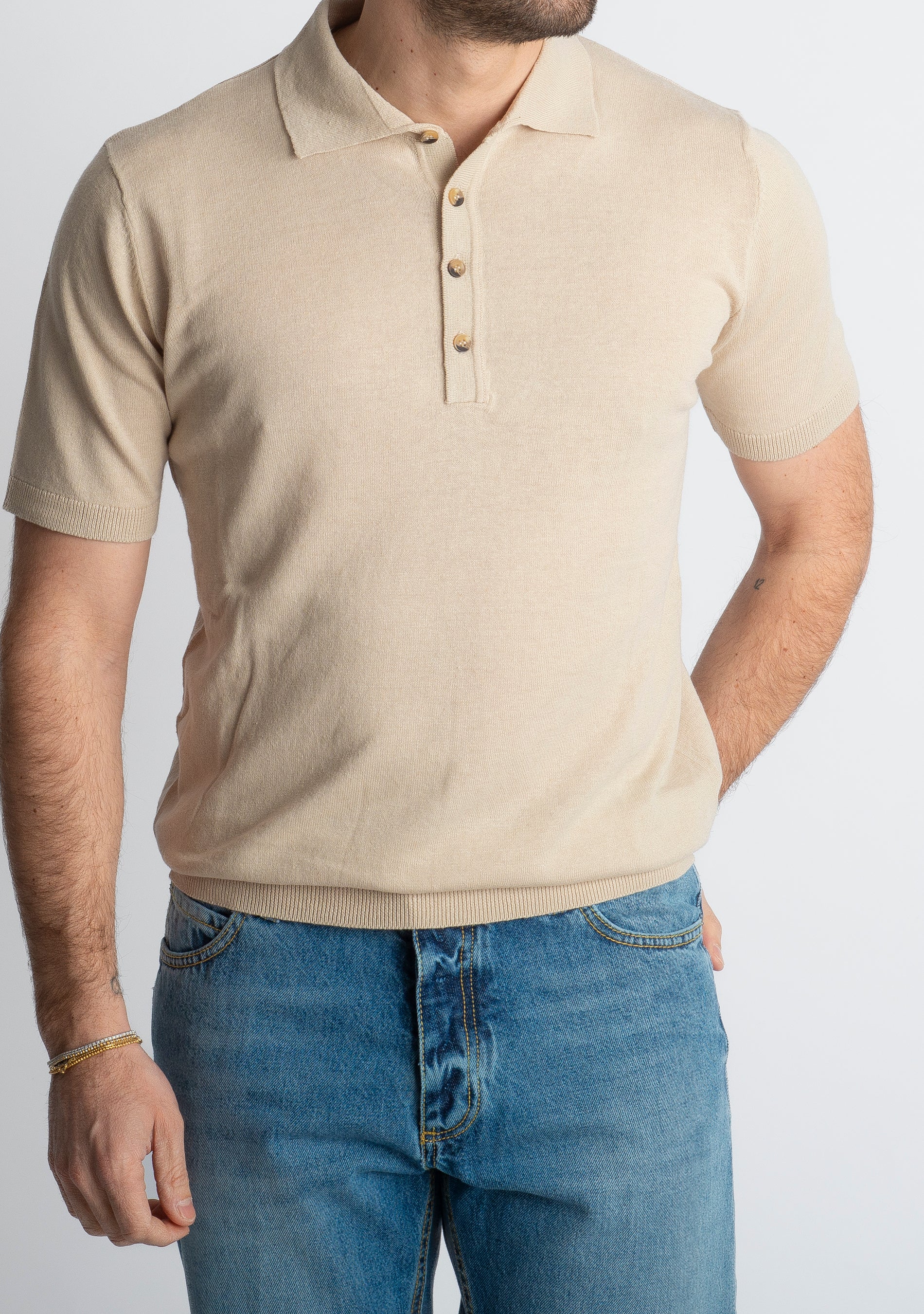 Polo Lino E Cotone Corda