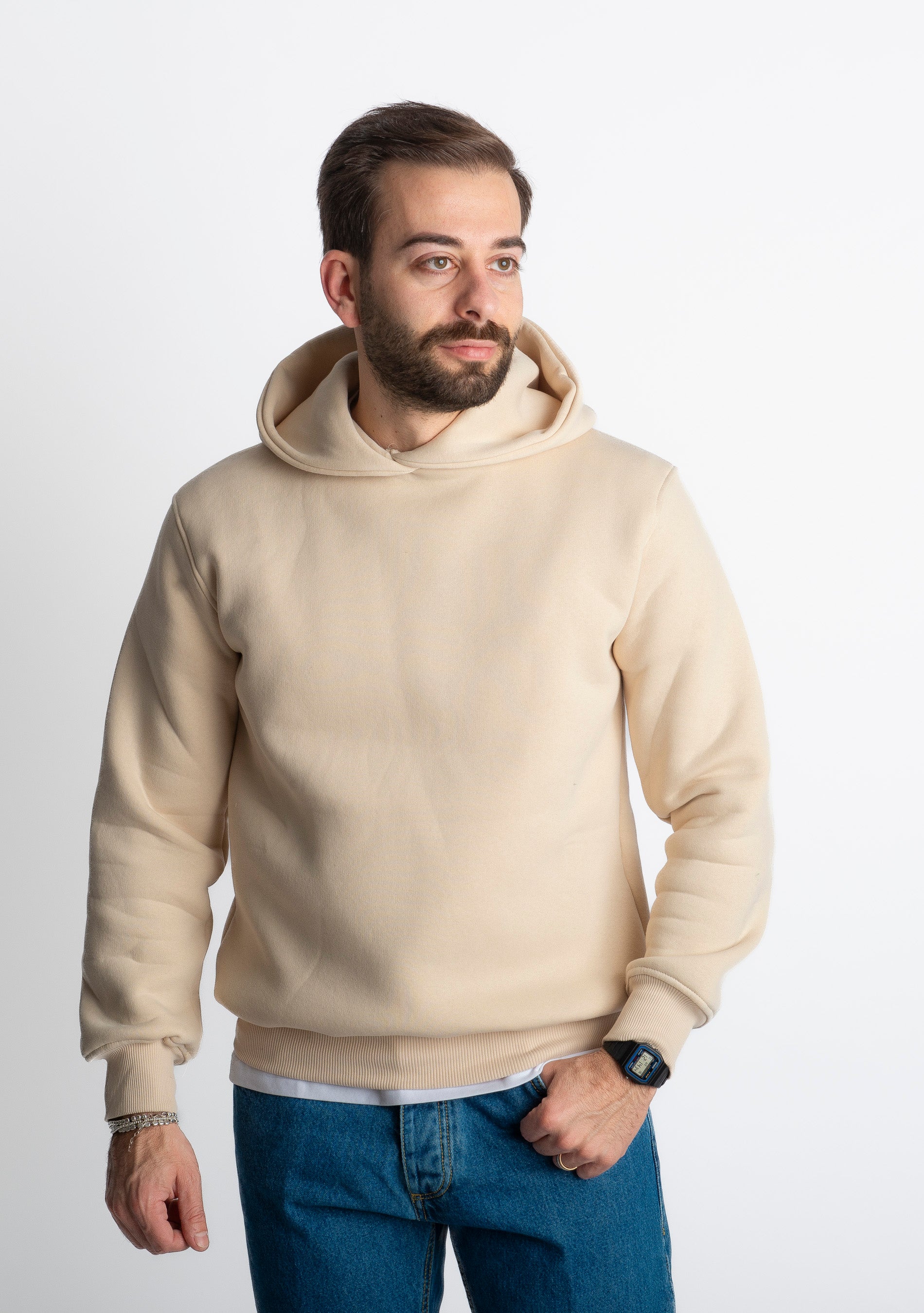 Felpa Uomo Con Cappuccio 0310 Beige