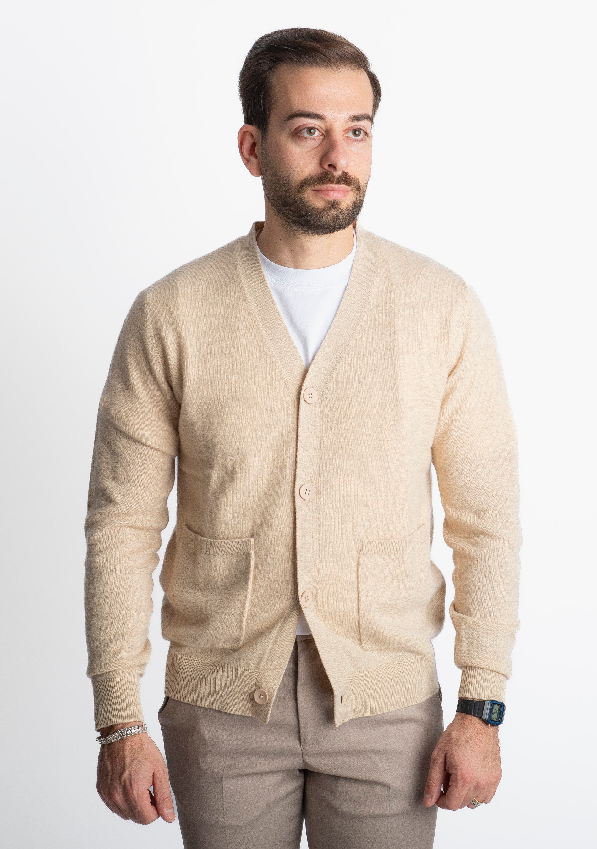 Cardigan In Cashmere CA33 Beige