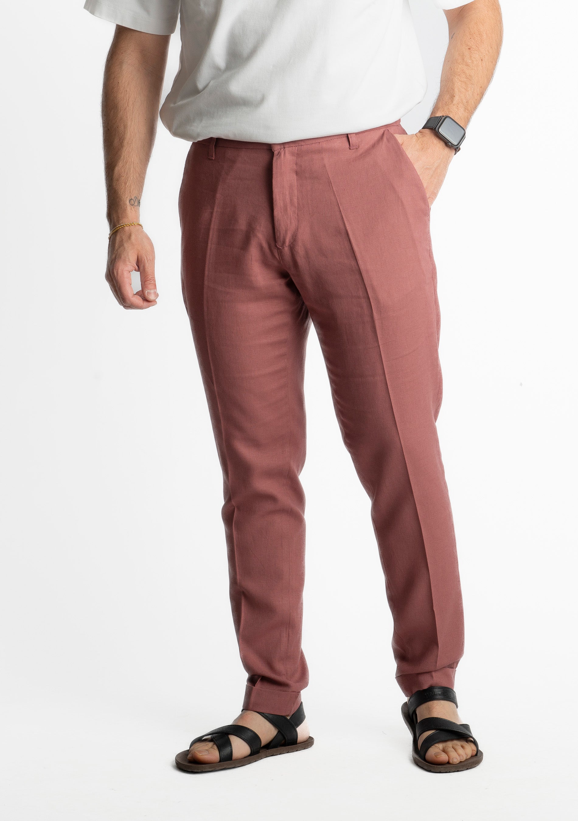Pantalone in Lino con Elastico TO8007 Cipolla