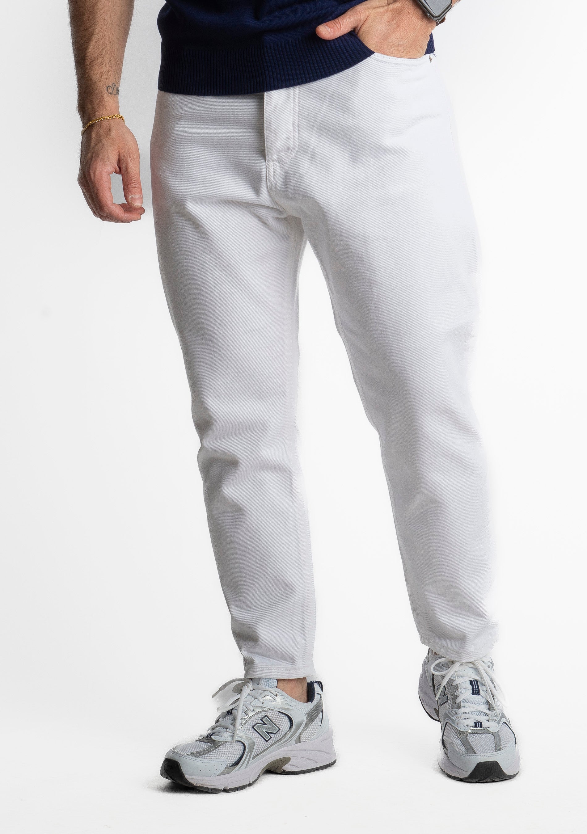 Jeans Uomo Carrot Fit Bianco