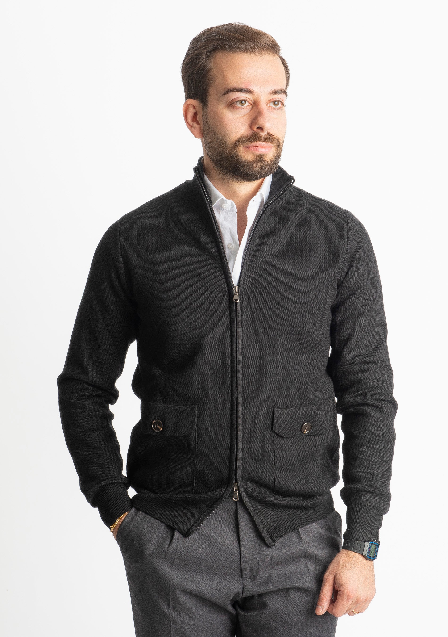 Cardigan Con Zip 251167 Nero