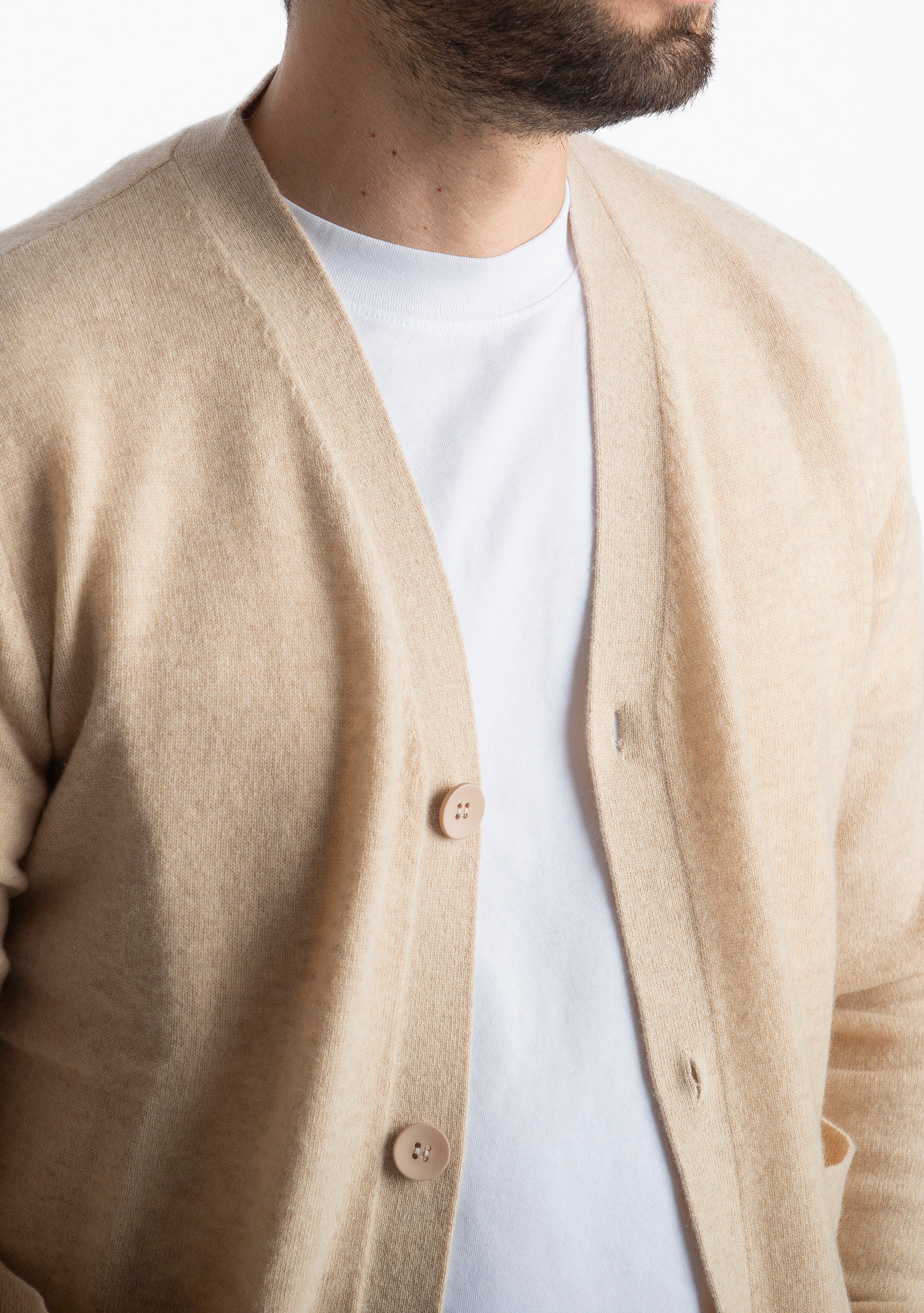 Cardigan In Cashmere CA33 Beige