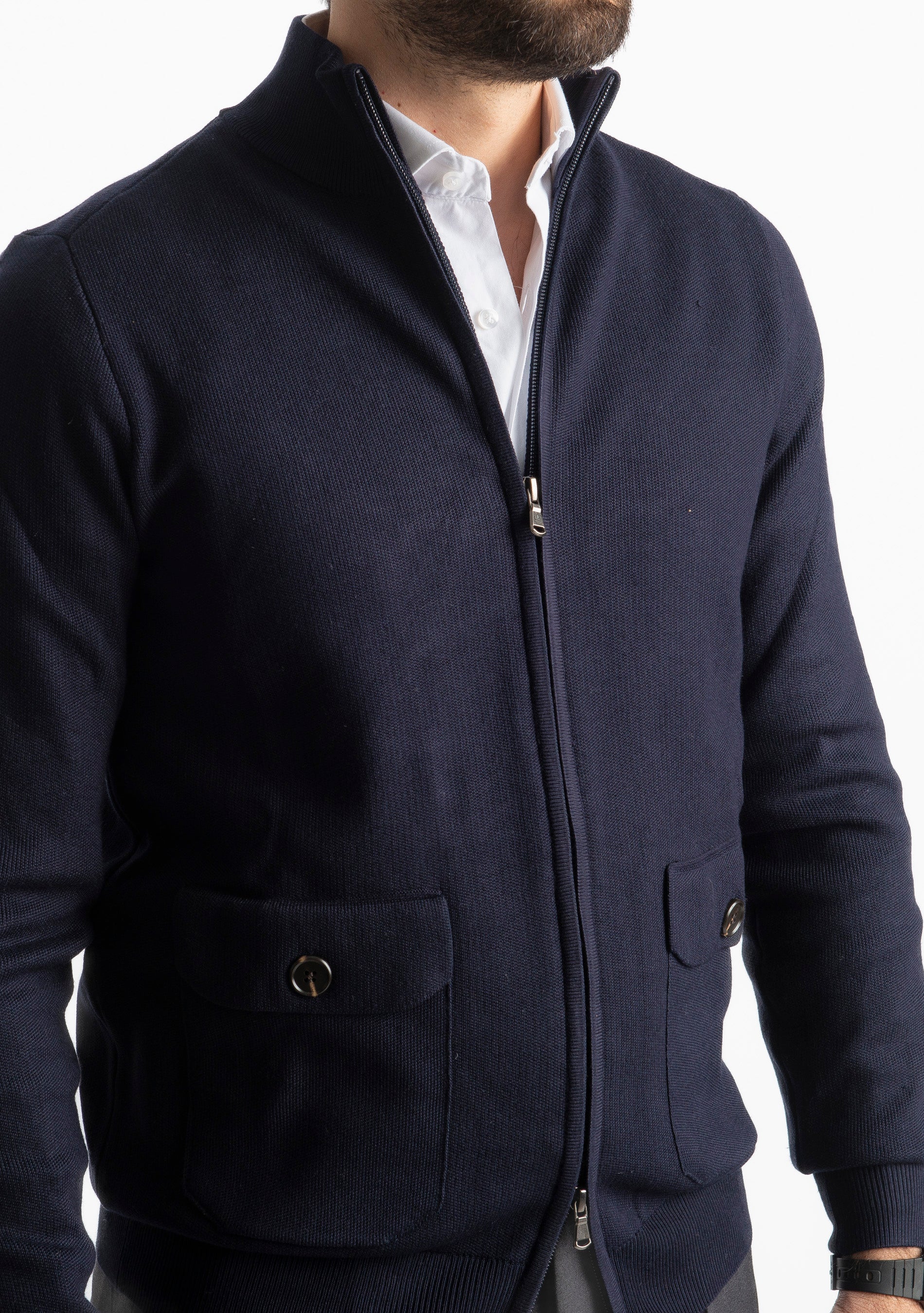 Cardigan Con Zip 251167 Blu