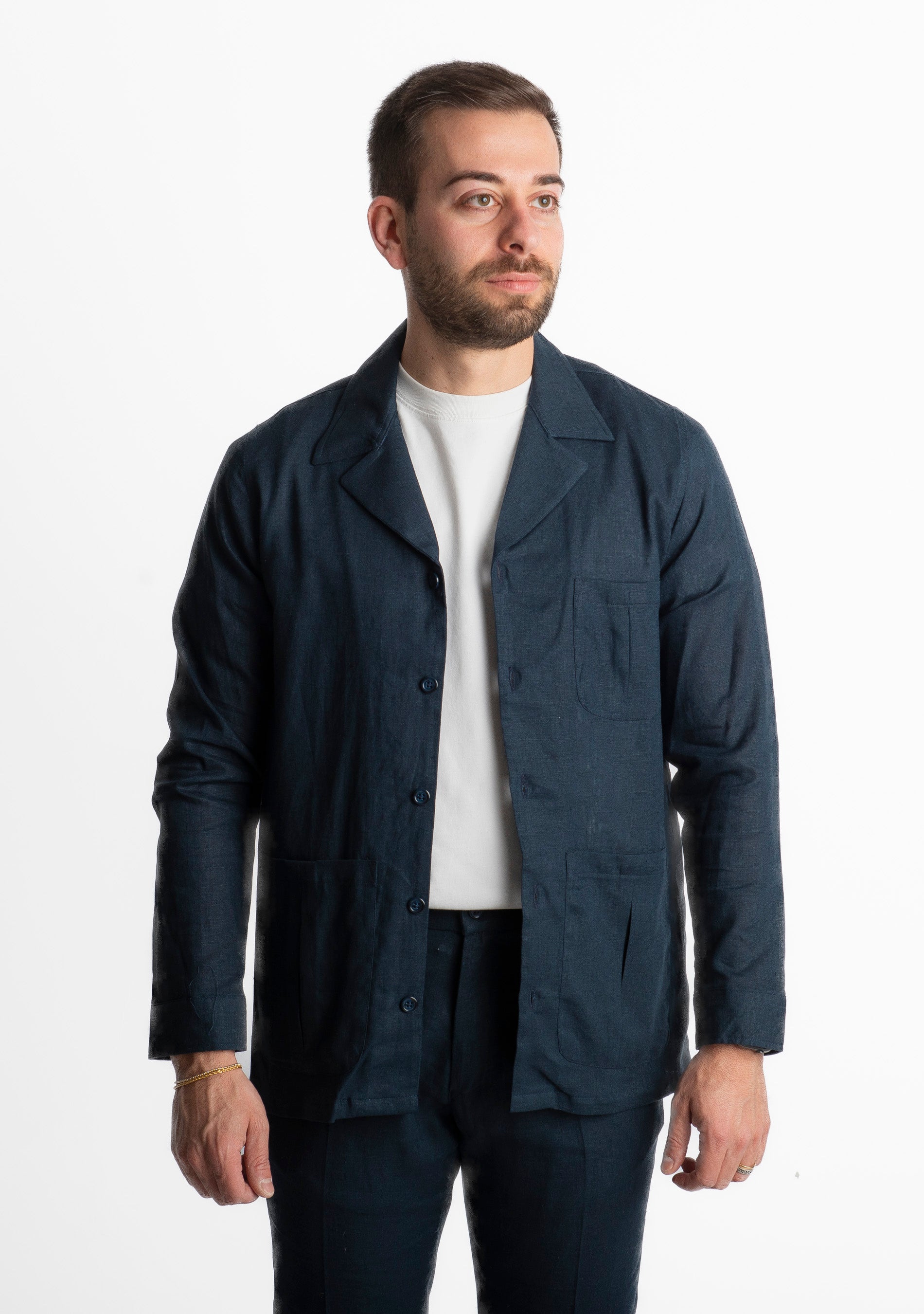 Giacca Sahariana in Lino TO1056 Blu
