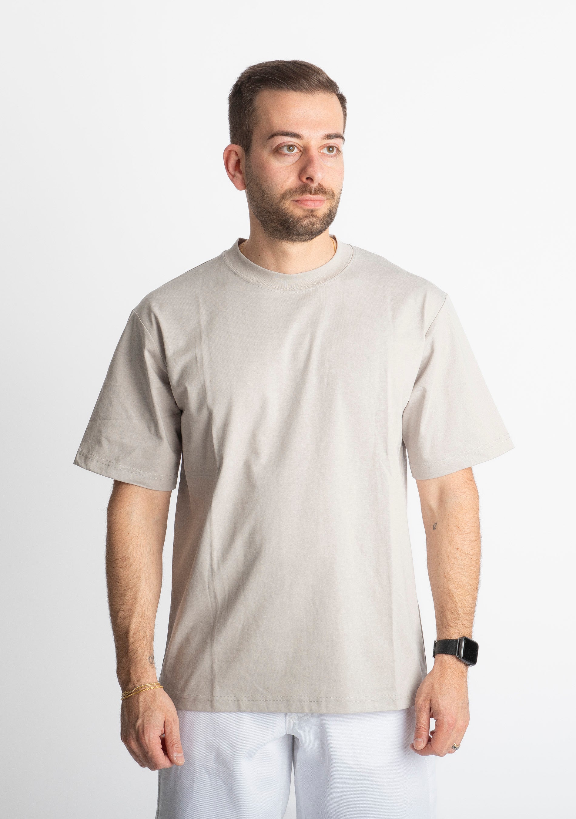 T-shirt Regular in Cotone Grigio Chiaro