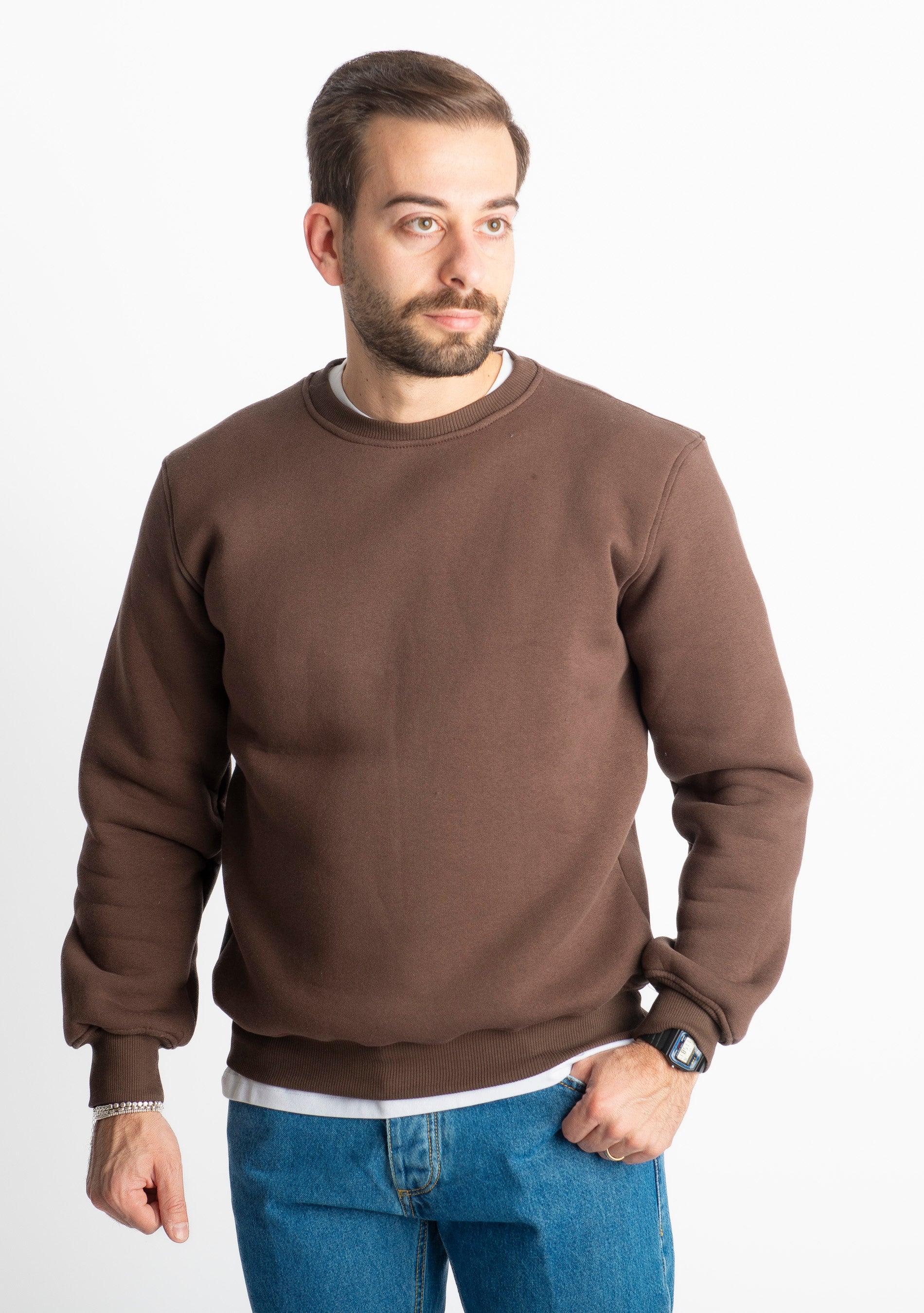 Felpa Uomo Girocollo 0310 Marrone