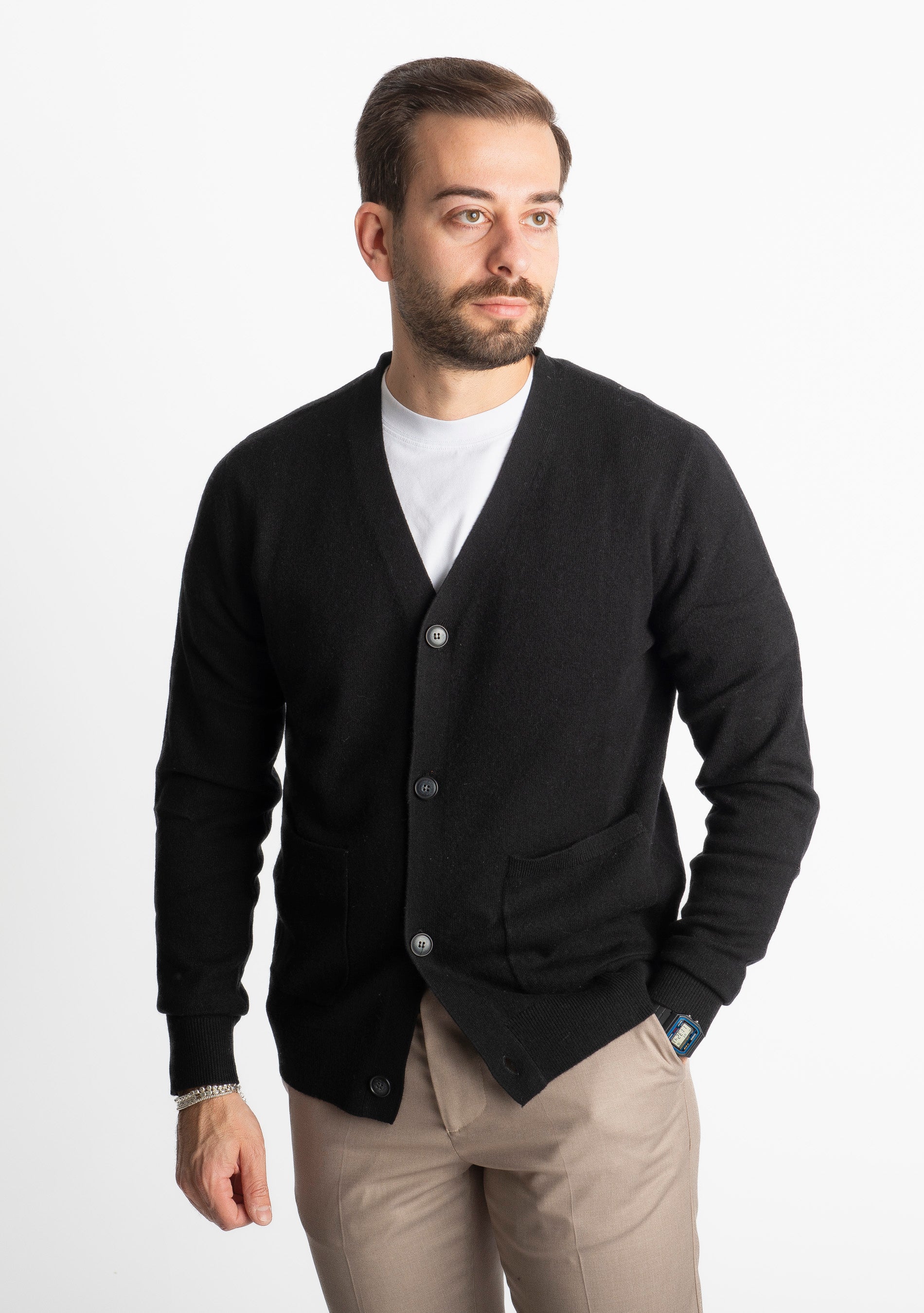Cardigan In Cashmere CA33 Nero