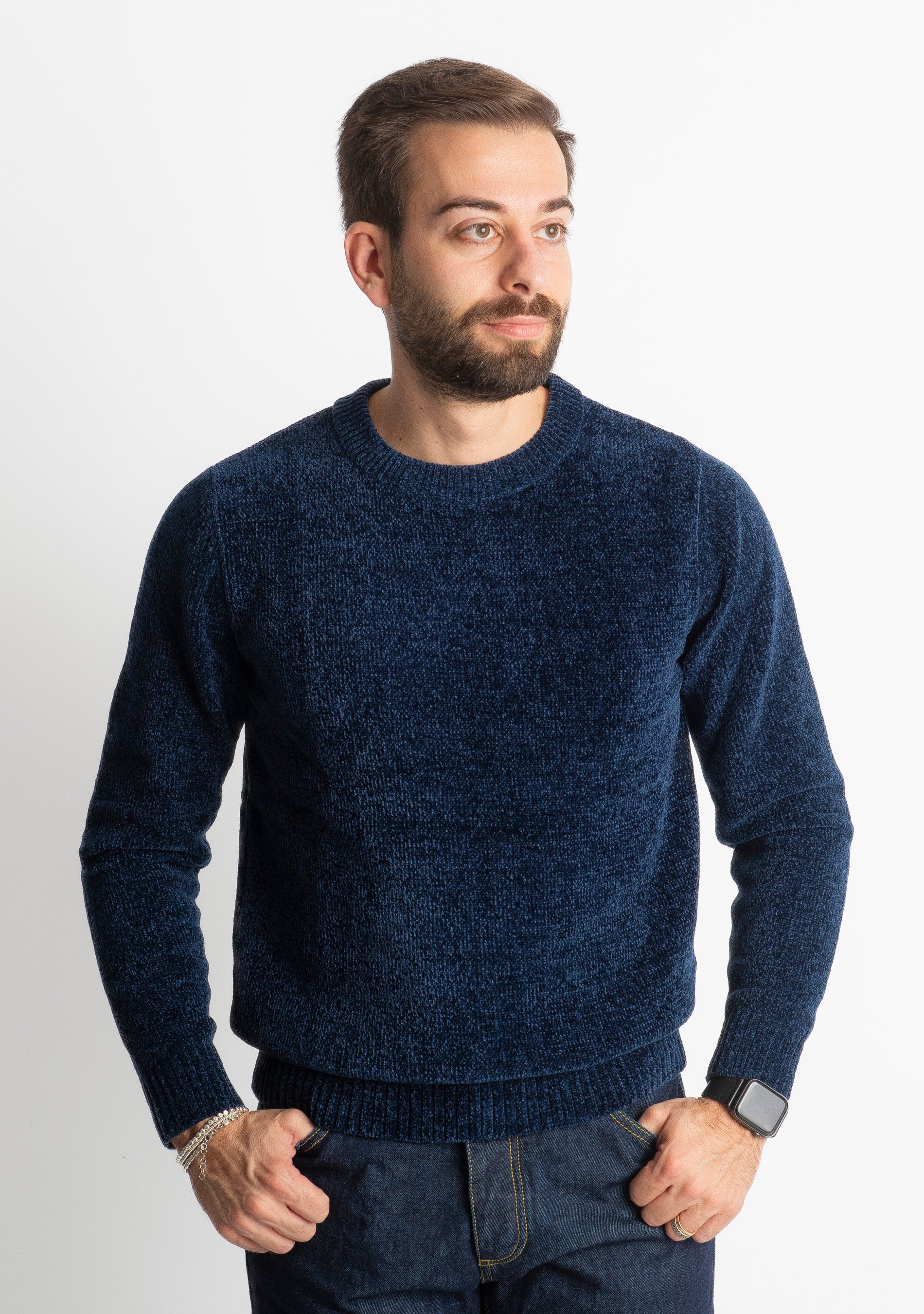Maglione in Ciniglia 21027 Blu