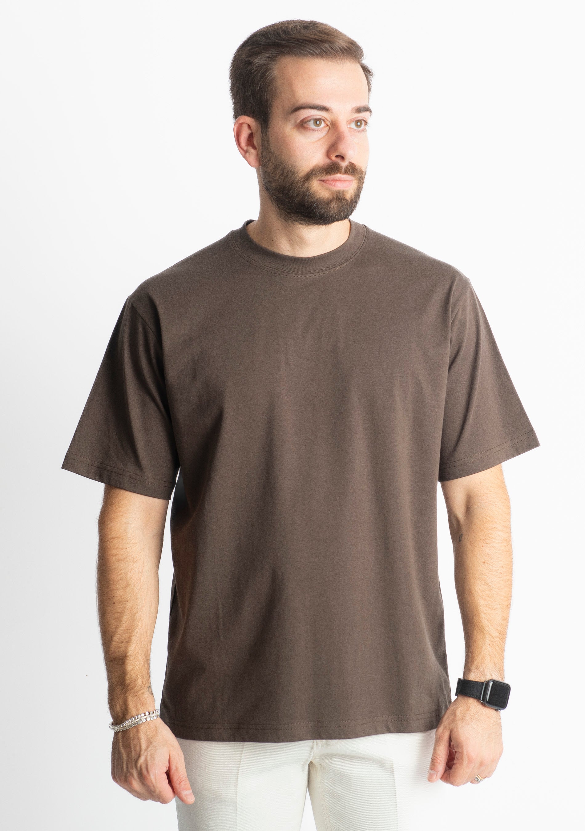 T-shirt Regular in Cotone Marrone