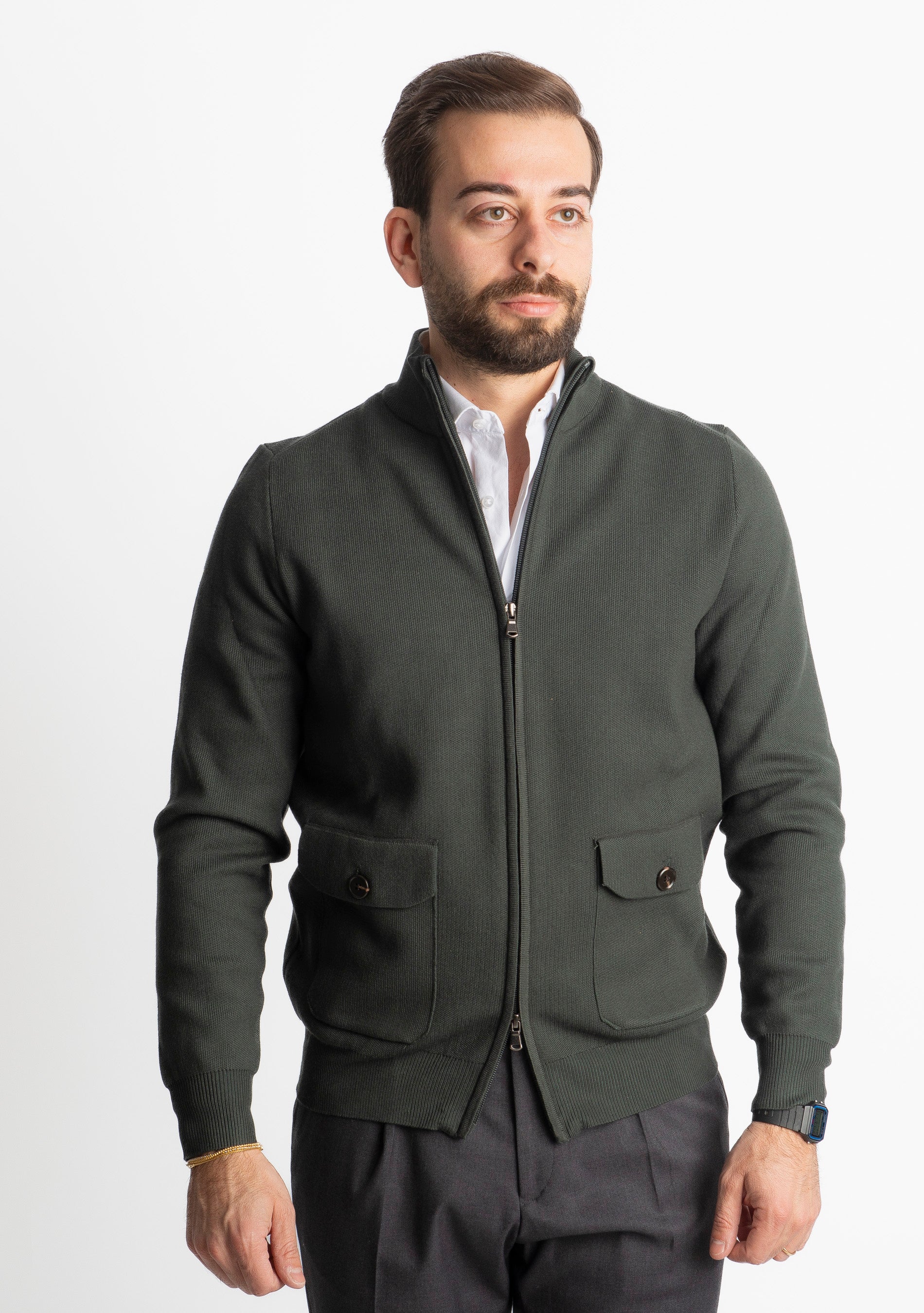 Cardigan Con Zip 251167 Verde