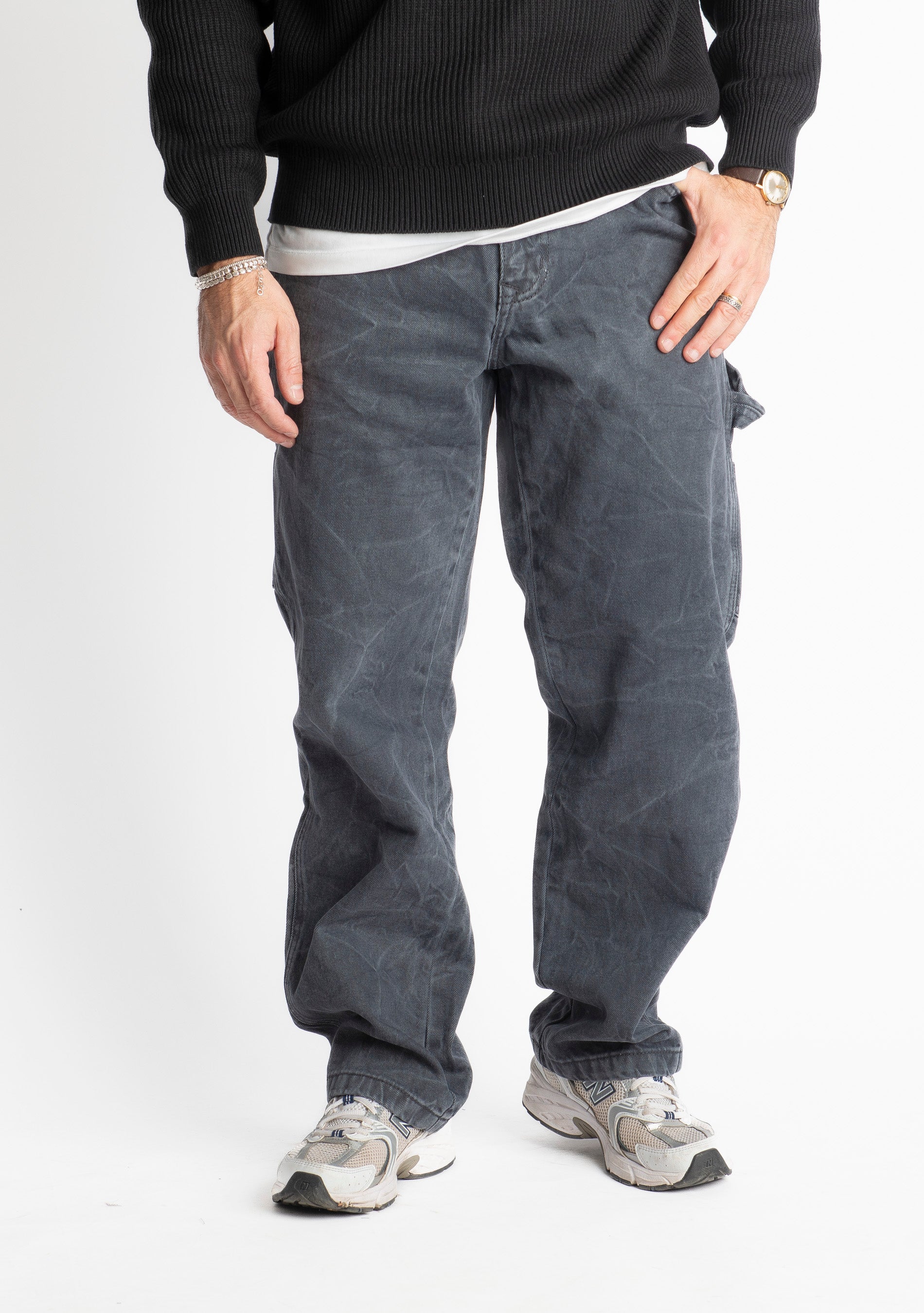 Jeans Baggy Fit Slavato Nero