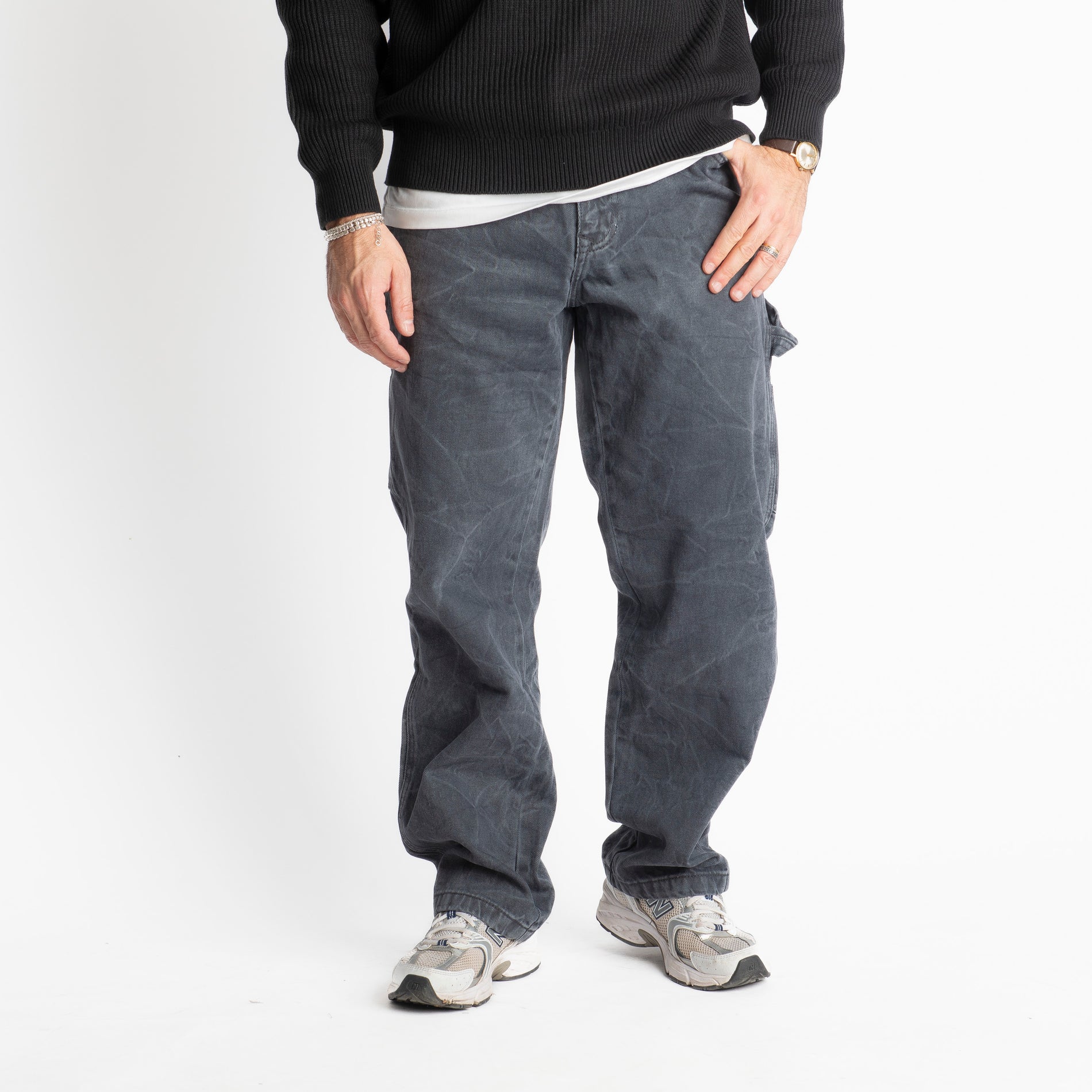 Jeans Baggy Fit Slavato Nero