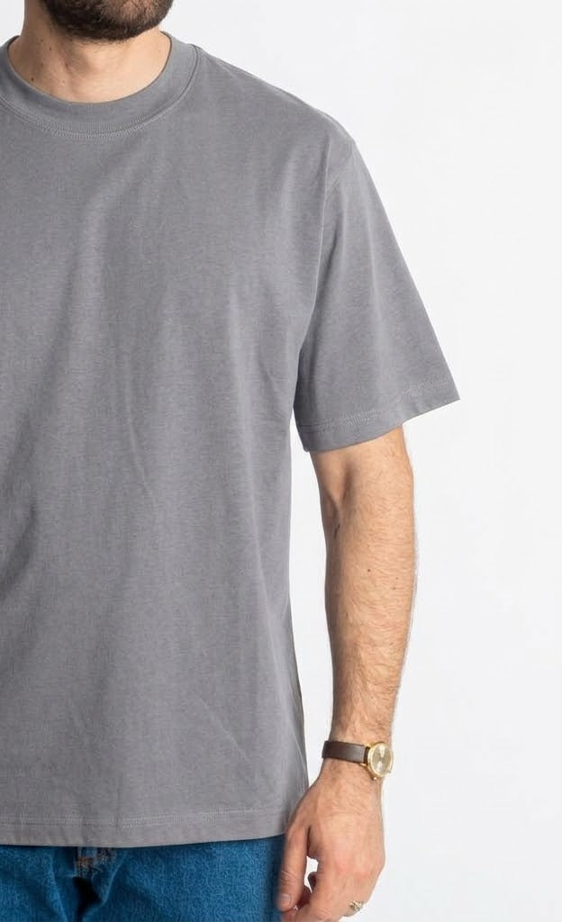 T-shirt Regular in Cotone Grigio Scuro