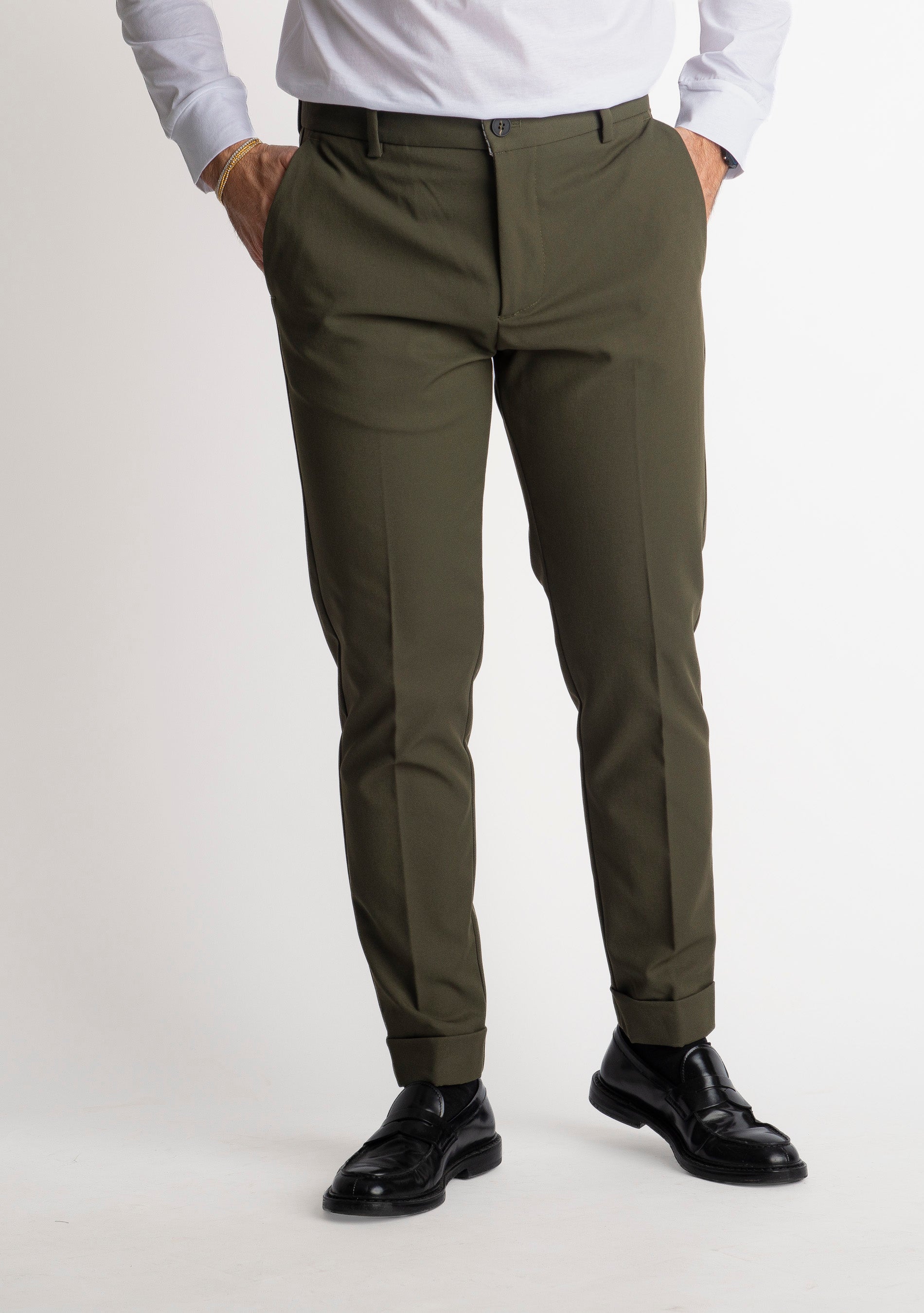 Pantalone Napoli in Gabardina Verde Militare